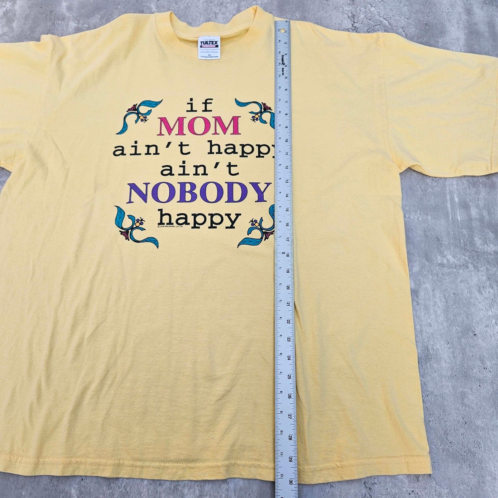 Tultex Vintage Y2K Humor Shirt 2XL If Mom Ain't Happy Yellow Size XXL / US 16-18 / IT 52-54 - 6 Thumbnail