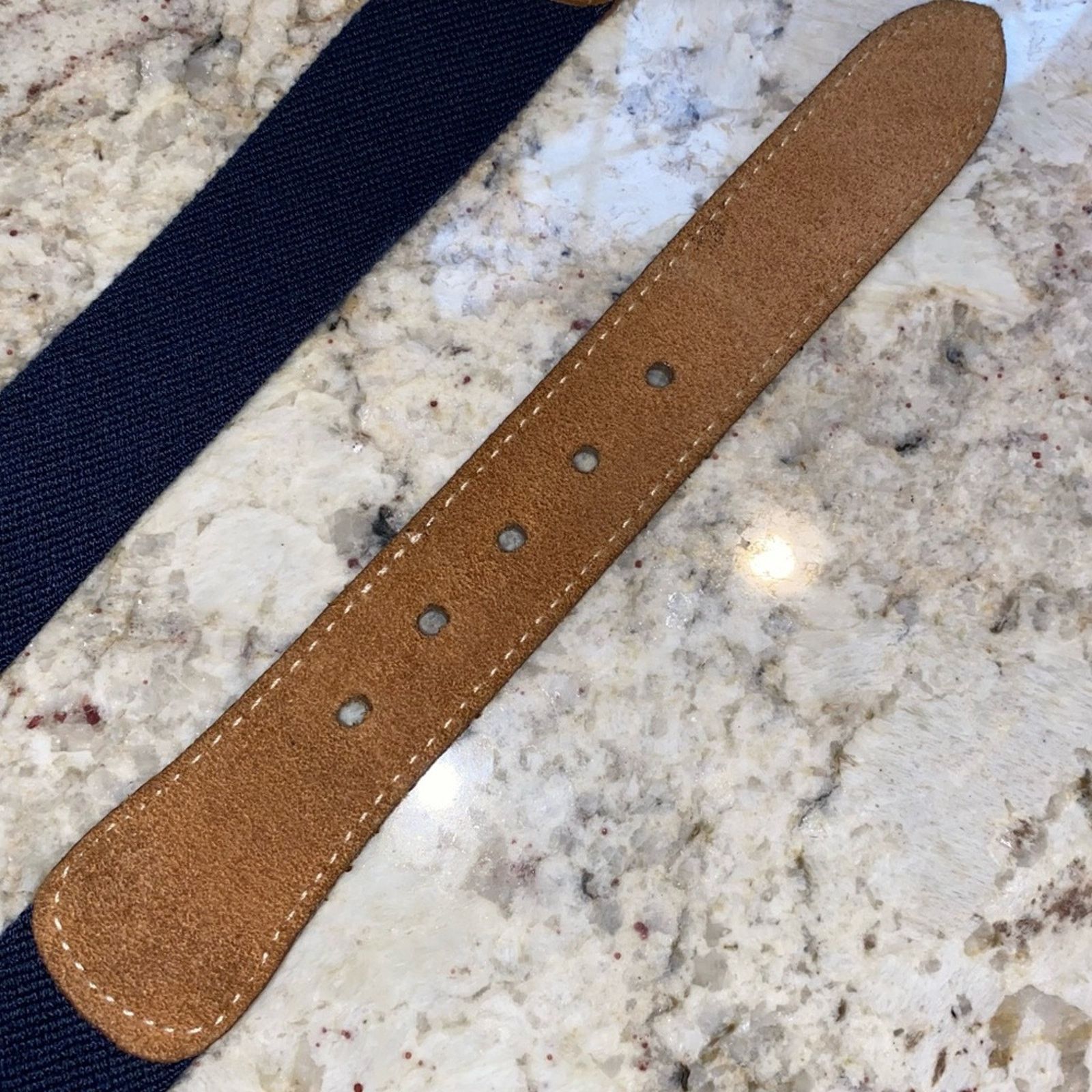 L.L. Bean LL Bean $69 Leather Stretch Canvas Silver Mens Belt 48”-51” Size ONE SIZE - 8 Thumbnail