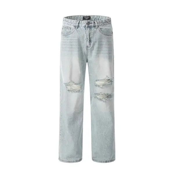 Japanese Brand Men's Street Straight Loose Washed Ripped Jeans Size US 32 / EU 48 - 7 Thumbnail
