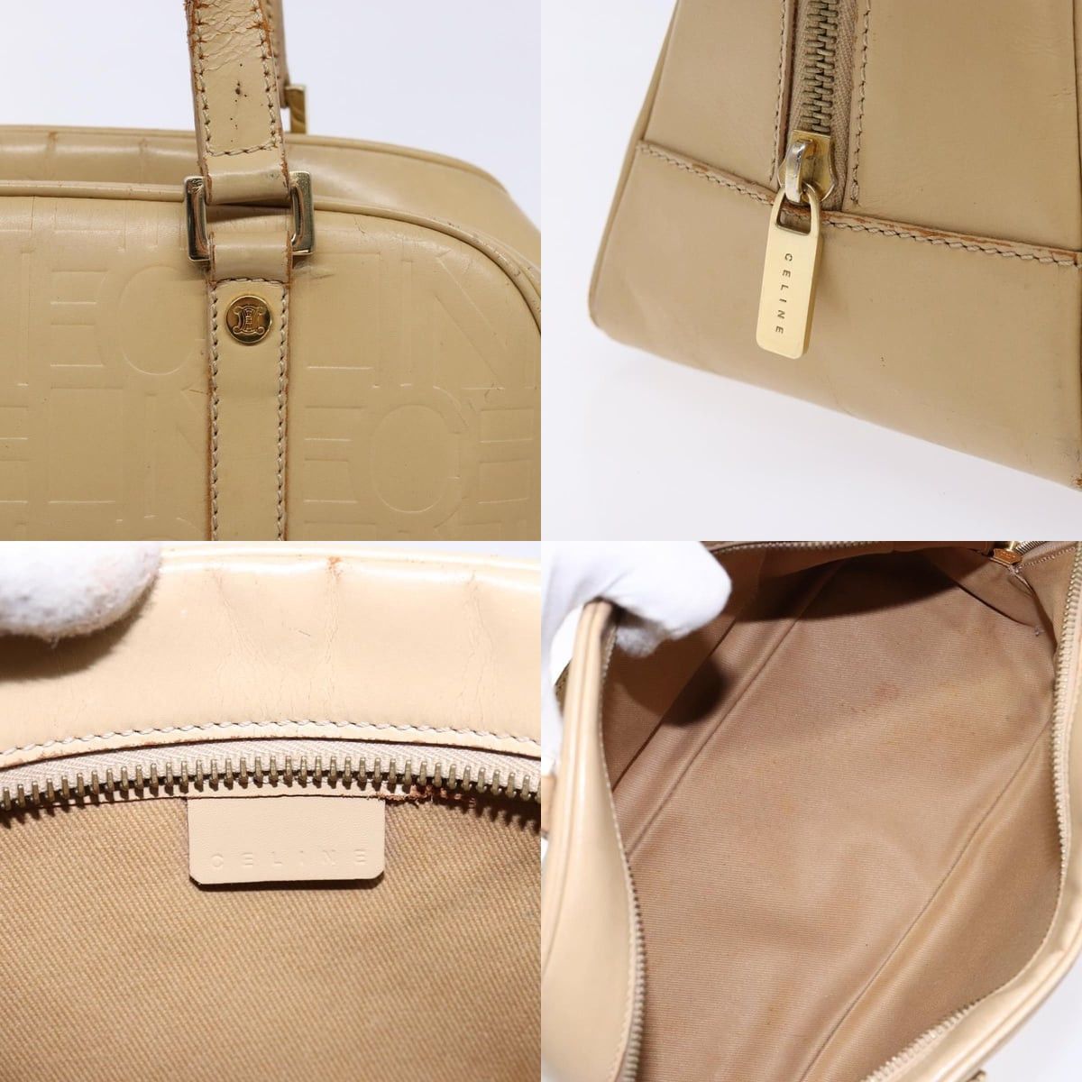Celine CELINE Hand Bag Leather Beige Gold Size ONE SIZE - 11 Thumbnail