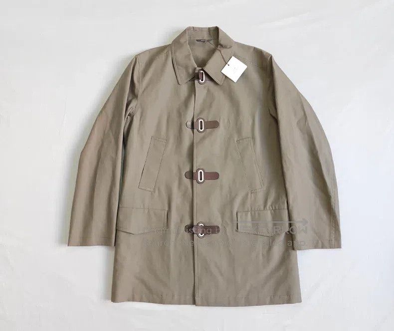 Hermes Hermes Coat Jacket, Olive Gray, Cotton, Leather Buttons Size US L / EU 52-54 / 3 - 1 Thumbnail