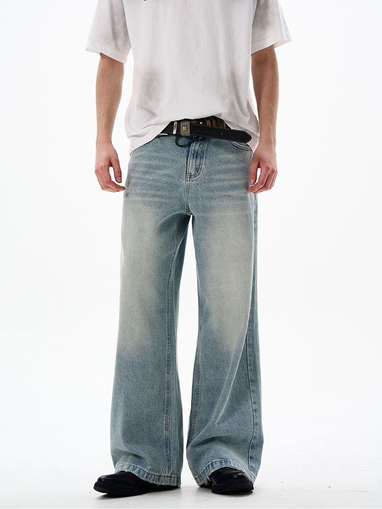 Vintage American retro men's loose simple wide-leg washed jeans Size US 32 / EU 48 - 2 Thumbnail
