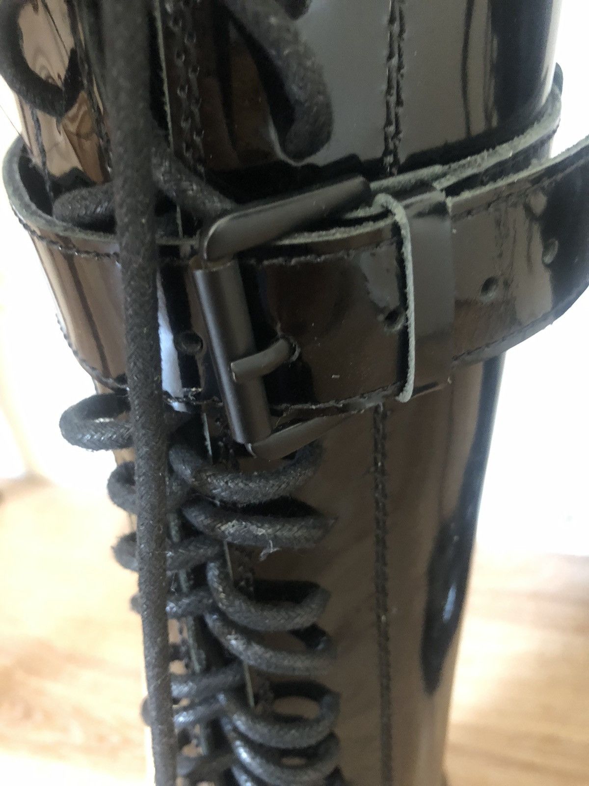Ann Demeulemeester Knee High Lace Up Patent Leather Exclusive Dany Boots Size US 8 / IT 38 - 4 Thumbnail