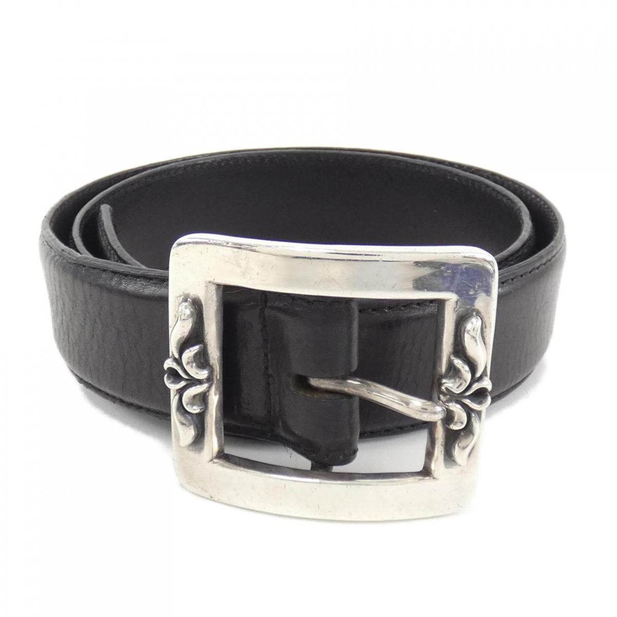 image of Chrome Hearts Flower Buckle Belt in Black, Men's