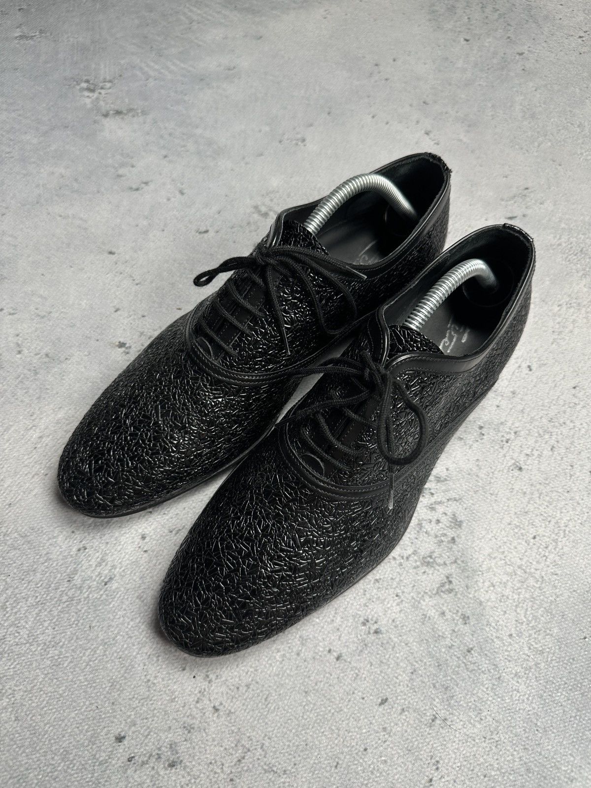 Genuine Leather Eveet Made in Italy Textured Black Derby Shoes Vero Cuoio Size US 9 / EU 42 - 9 Thumbnail