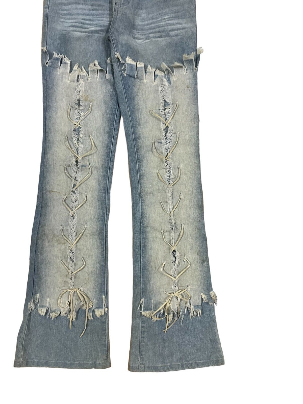 Rick Owens Vintage Japanese Brand Bondage Style Mad Punk Flare Jeans Size 26" / US 2 / IT 38 - 3 Thumbnail