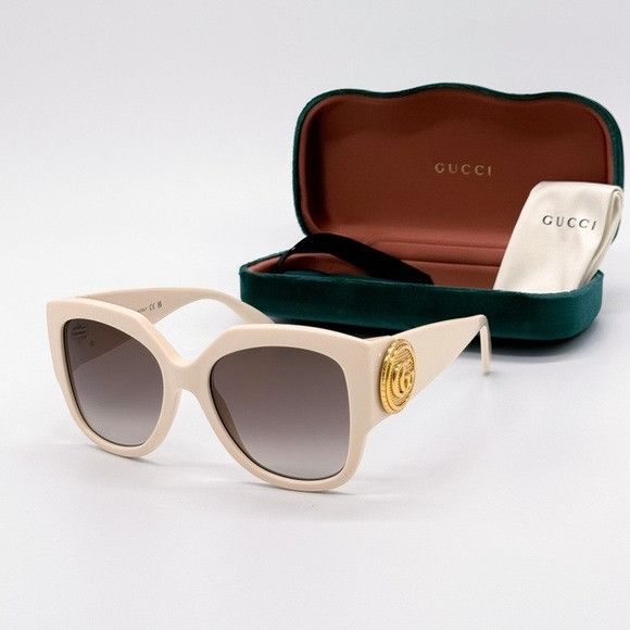 Gucci NEW GUCCI GG1407S 004 BEIGE BROWN OVERSIZED WOMEN SUNGLASSES Size ONE SIZE - 2 Thumbnail