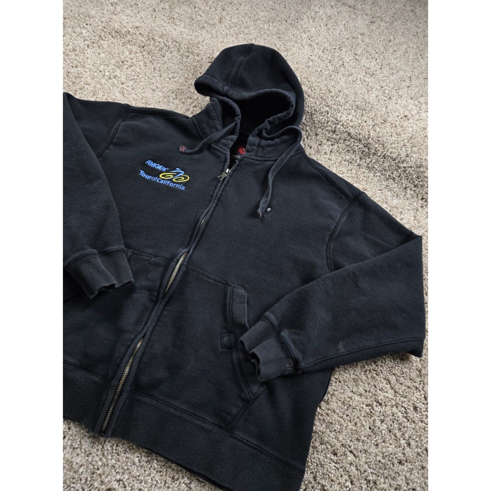 Vintage SCOTTeVEST Hoodie Mens M Black Full Zip AMGEN Tour Of California Distressed Size US M / EU 48-50 / 2 - 2 Thumbnail