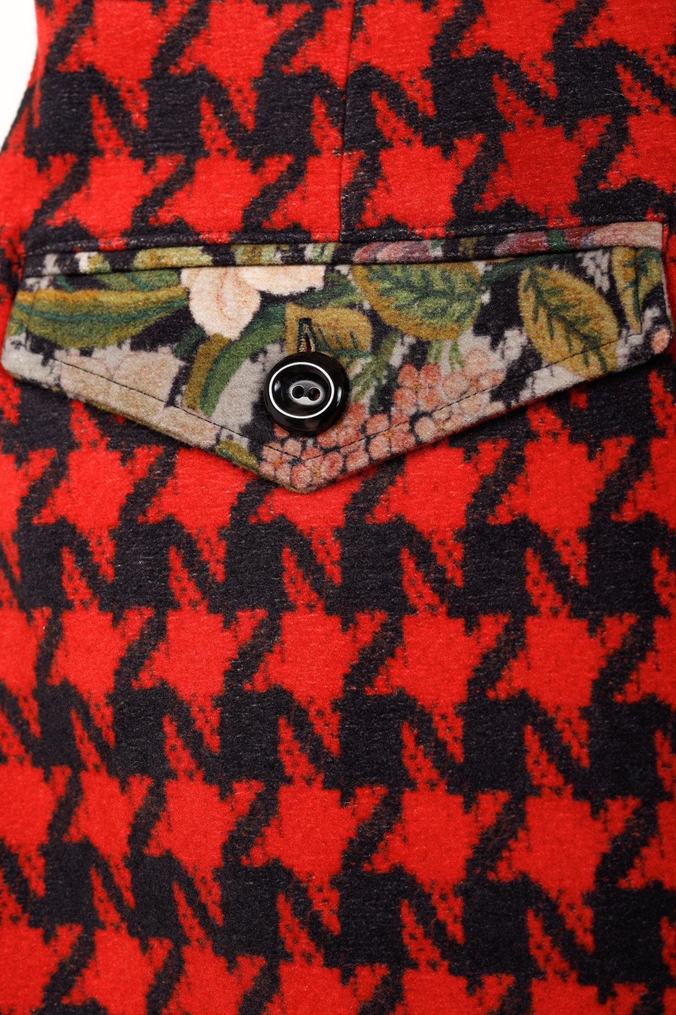 Pierre-Louis Mascia Pierre Louis Mascia Red Houndstooth & Floral Pencil Skirt Size 30" / US 8 / IT 44 - 7 Thumbnail