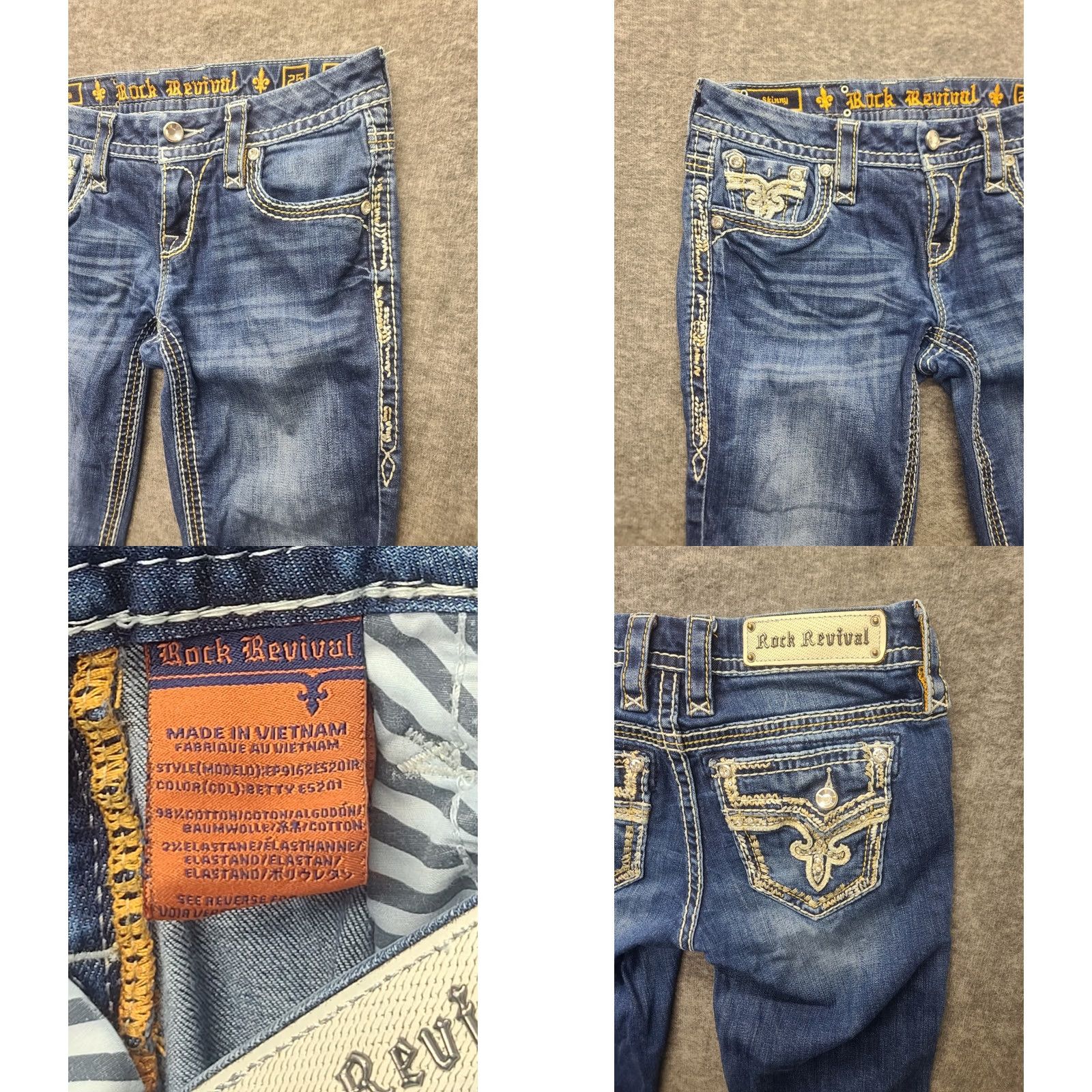 Vintage Rock Revival Jeans Womens 25x31 Betty Easy Skinny Fit Ankle Cut Low Rise Stretch Denim Blue 5-Pocket Size 42" / US 20 - 8 Thumbnail