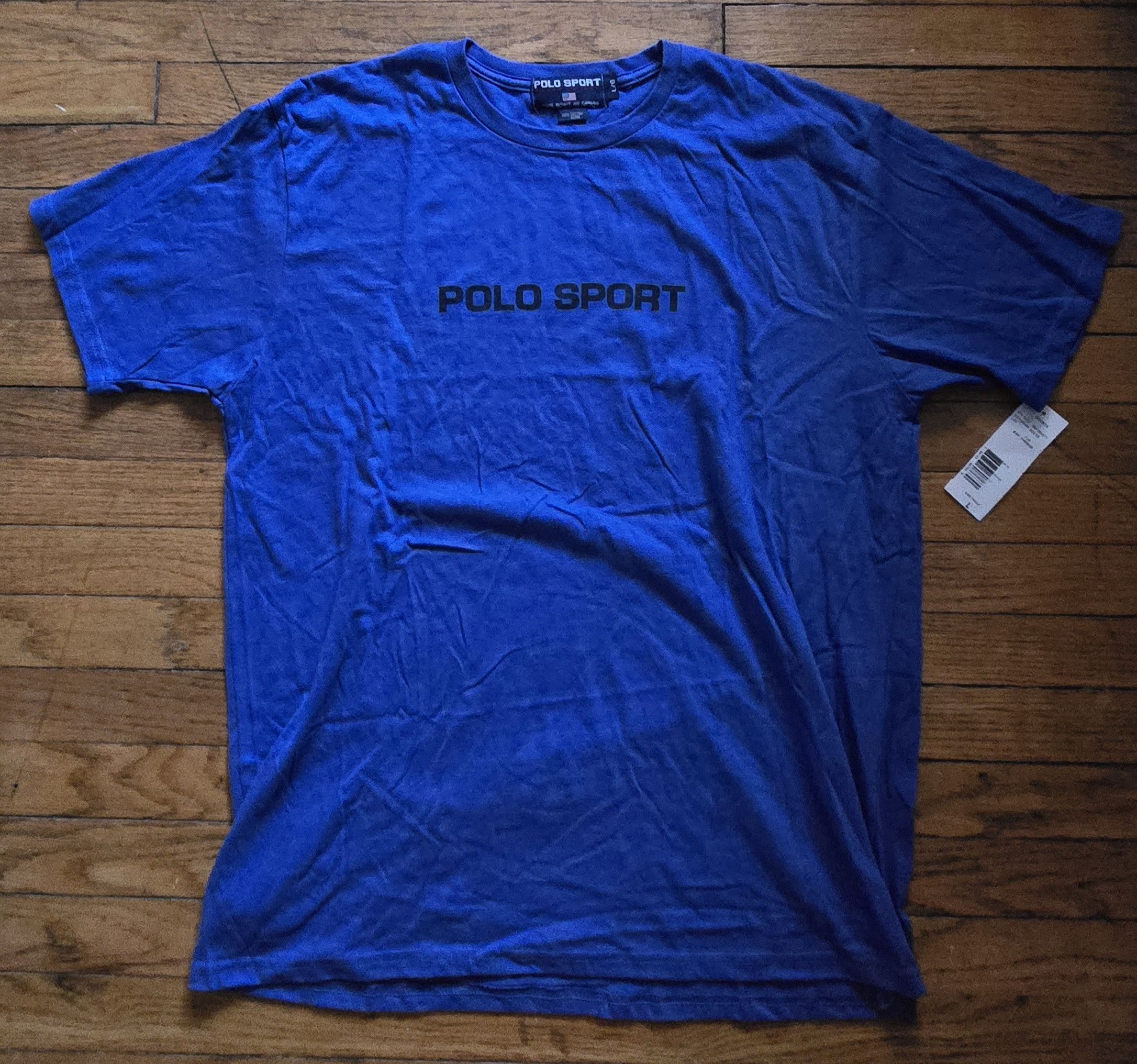 Polo Ralph Lauren BNWT Vtg 90s Ralph Lauren Polo Sport L Blue Spell Out T Size US L / EU 52-54 / 3 - 1 Thumbnail