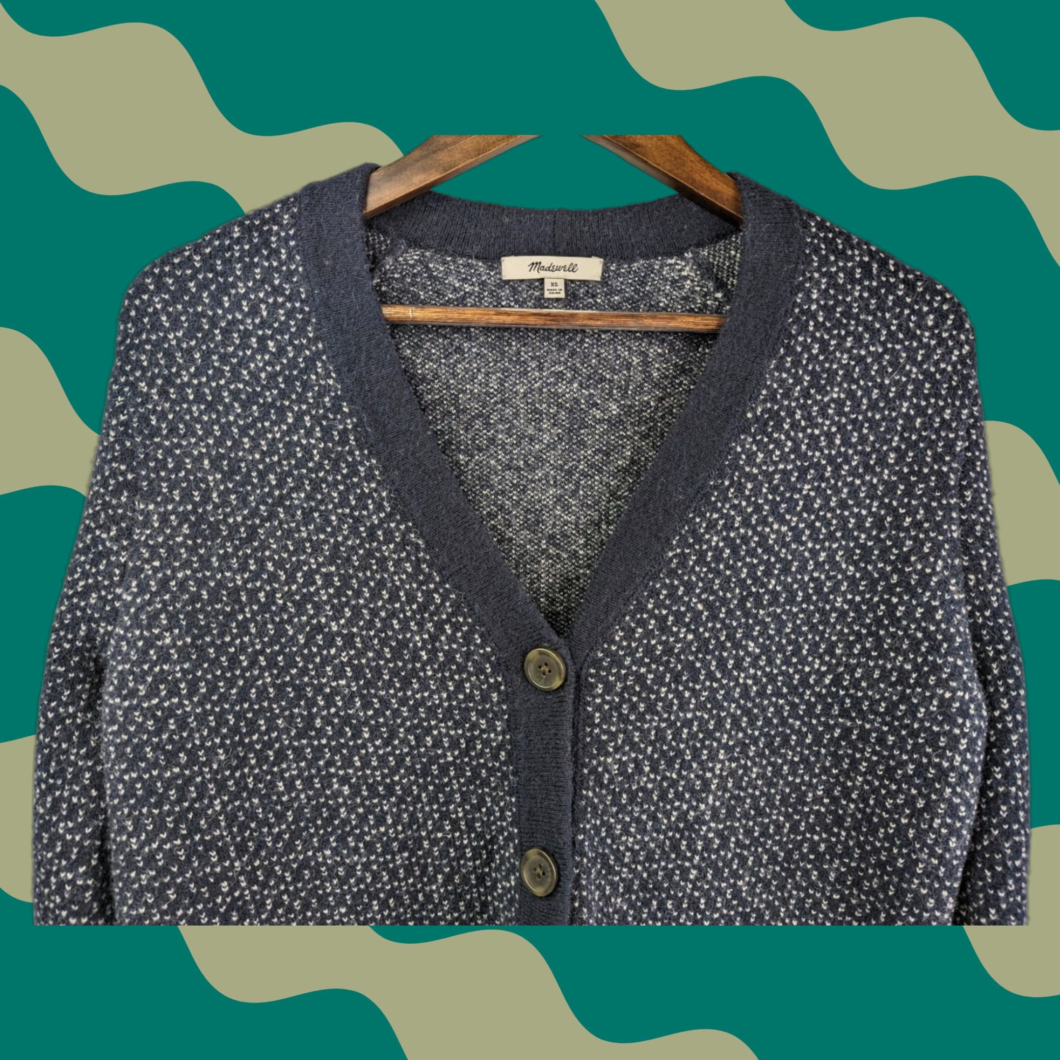 Madewell Madewell Cardigan Women XS Blue Heavyweight Oversized Pockets V-Neck Knit Sweater MPN MA749 Size XS / US 0-2 / IT 36-38 - 1 Thumbnail