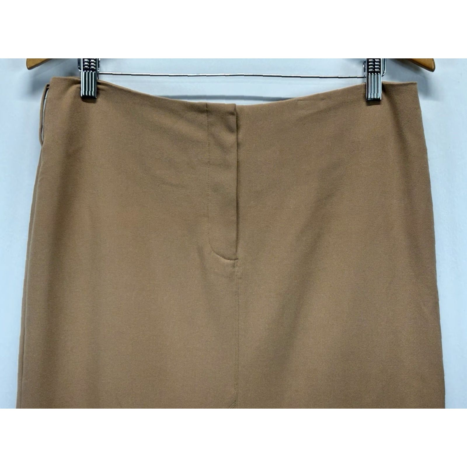 Vintage VINTAGE Newport News Skirt Midi Women 12 Beige Solid Zip Trumpet Belt Loops Size 34" / US 12 / IT 48 - 2 Thumbnail