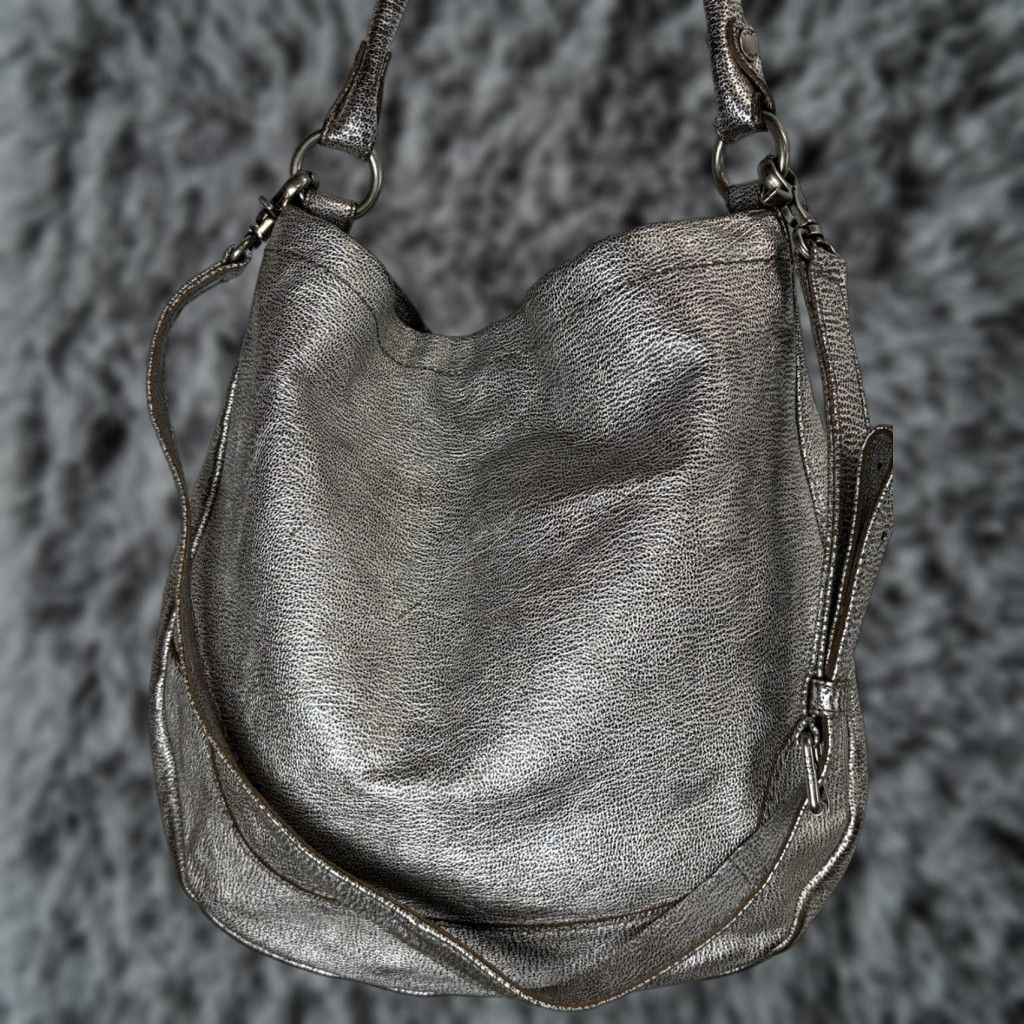 Frye Frye Melissa Hobo Bag Silver Leather Magnetic Top Handle Purse Women Medium Size M / US 6-8 / IT 42-44 - 1 Thumbnail