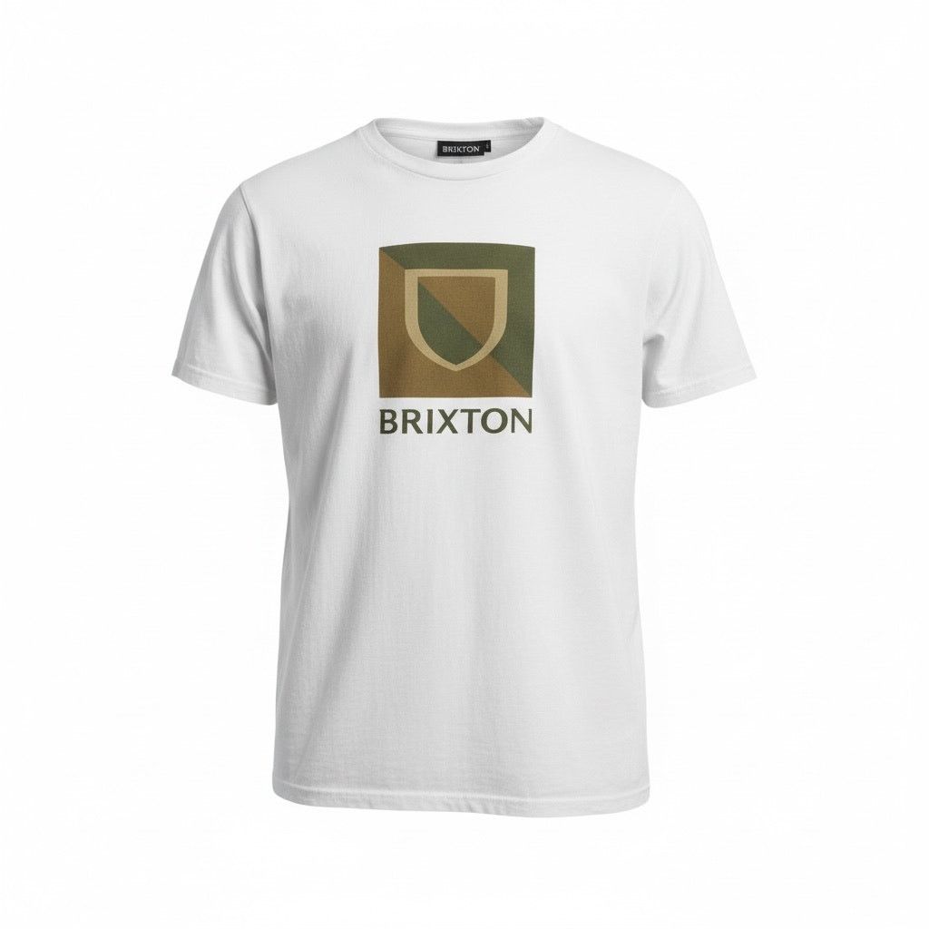 Brixton Brixton Shield Logo White Tailored Fit T-Shirt Men's Large Size US L / EU 52-54 / 3 - 1 Thumbnail