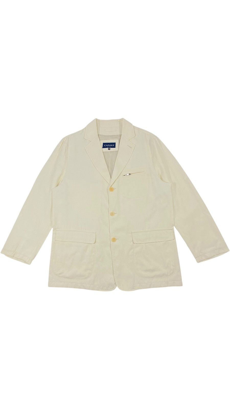 Canali 🔥LASTDROP🔥 Canali Milk Nylon Zip Pocket Blazer Nylon Jacket Size US XL / EU 56 / 4 - 1 Thumbnail