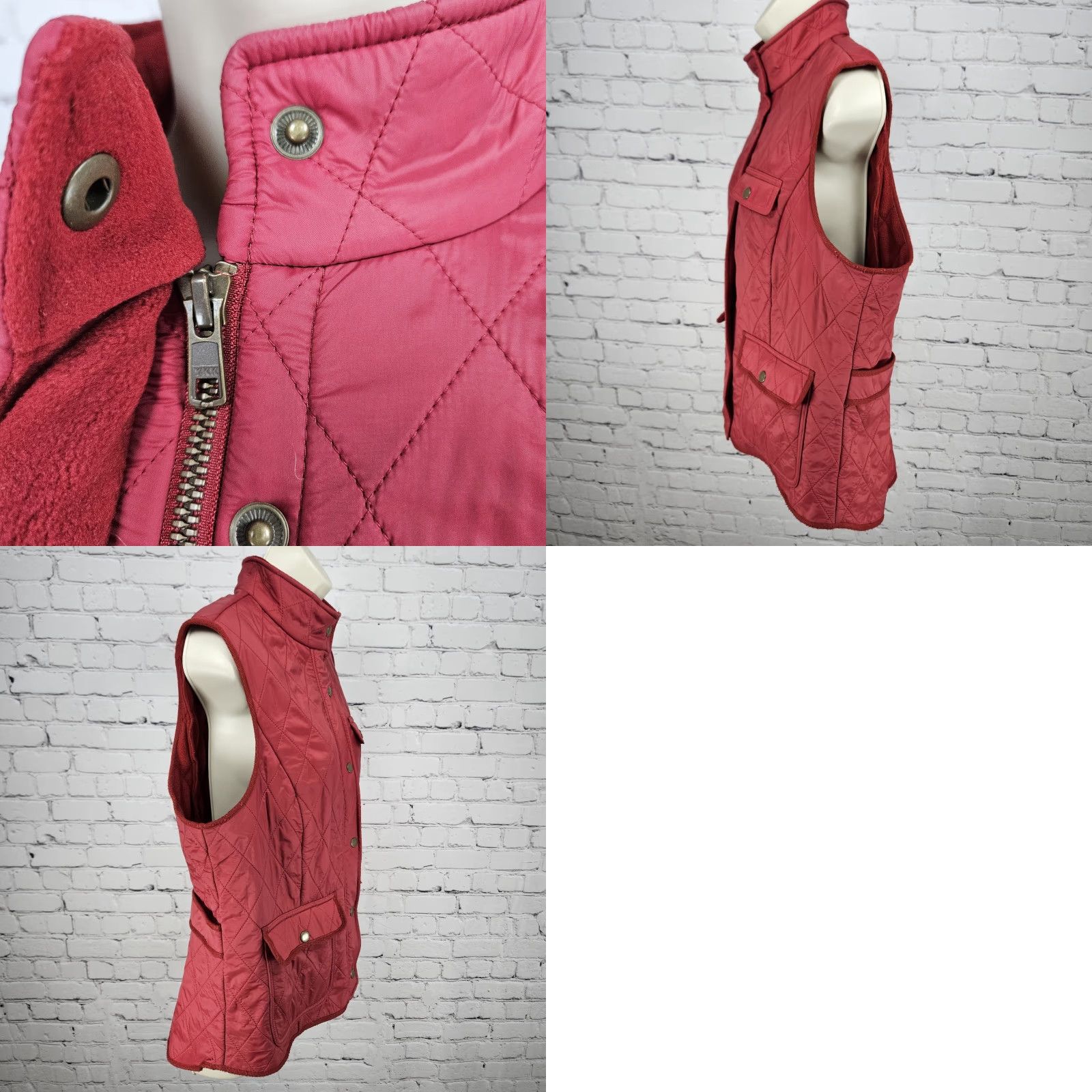 Talbots Talbots Jacket Women Vest Quilted Fleece Lined Full Zip Snap Gilet Short Sleeveless L Red Large Size L / US 10 / IT 46 - 9 Thumbnail