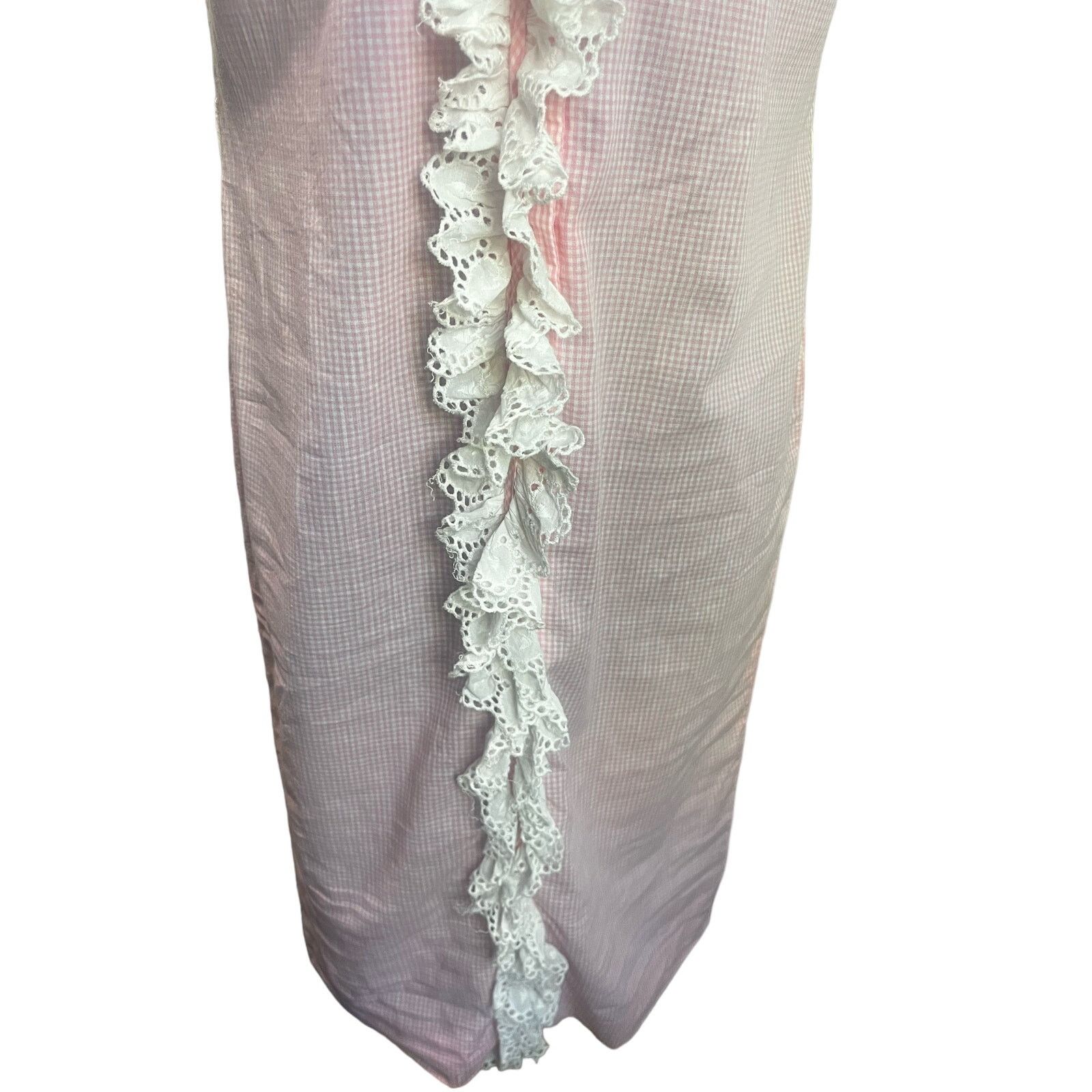 Vintage Vintage 60s Lou Elle Pink White Gingham Ruffle Dress Small Size M / US 6-8 / IT 42-44 - 4 Thumbnail