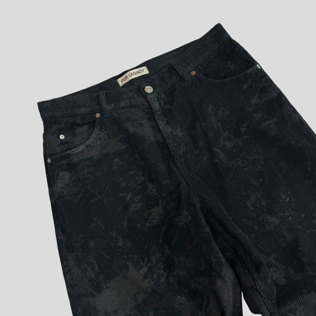 Our Legacy Our Legacy Black Vast Cut Coated Corduroy Pants Size US 33 - 2 Thumbnail