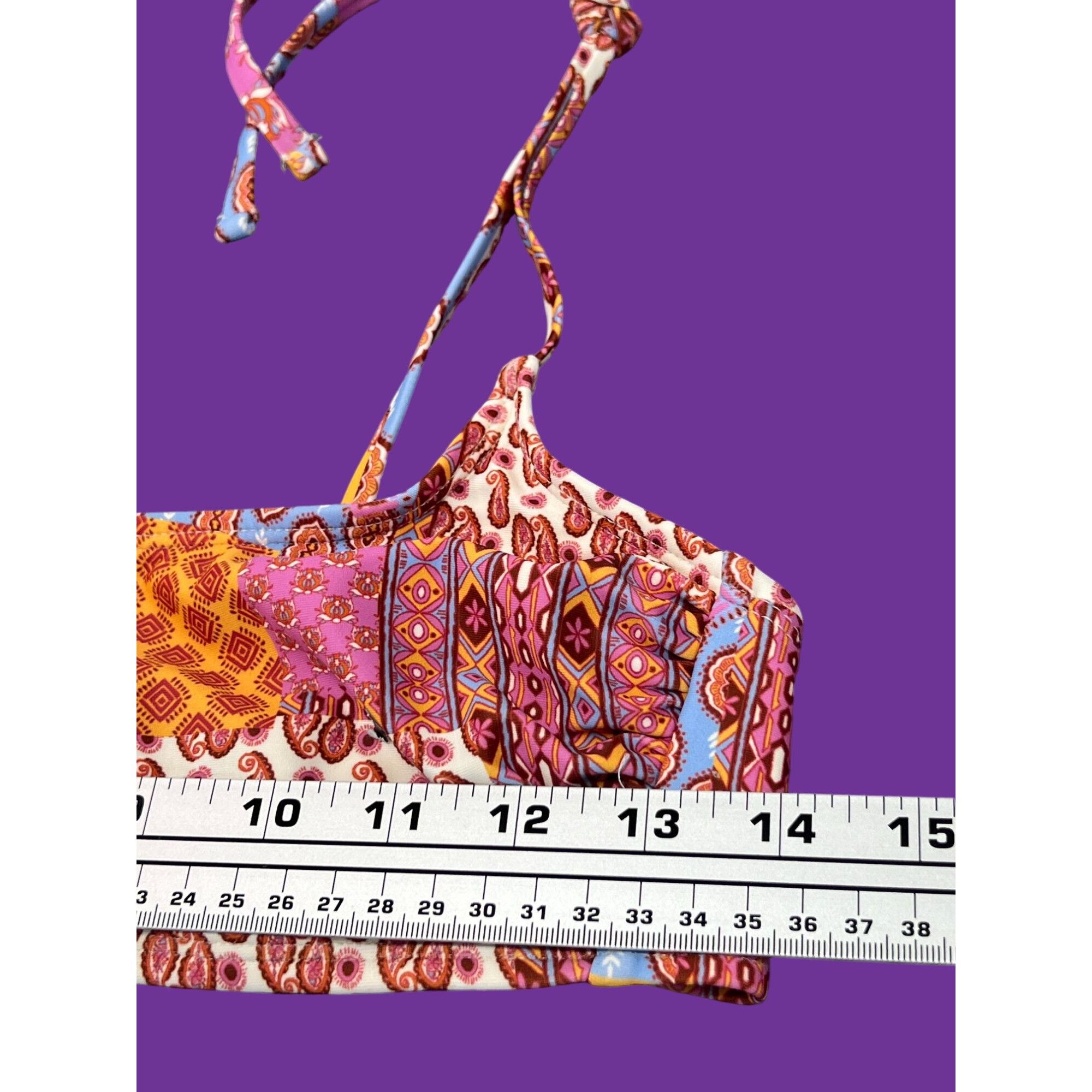 Other Wild Fable-Women's Patchwork Print Bralette Bikini Top-Adjus Size ONE SIZE - 5 Thumbnail