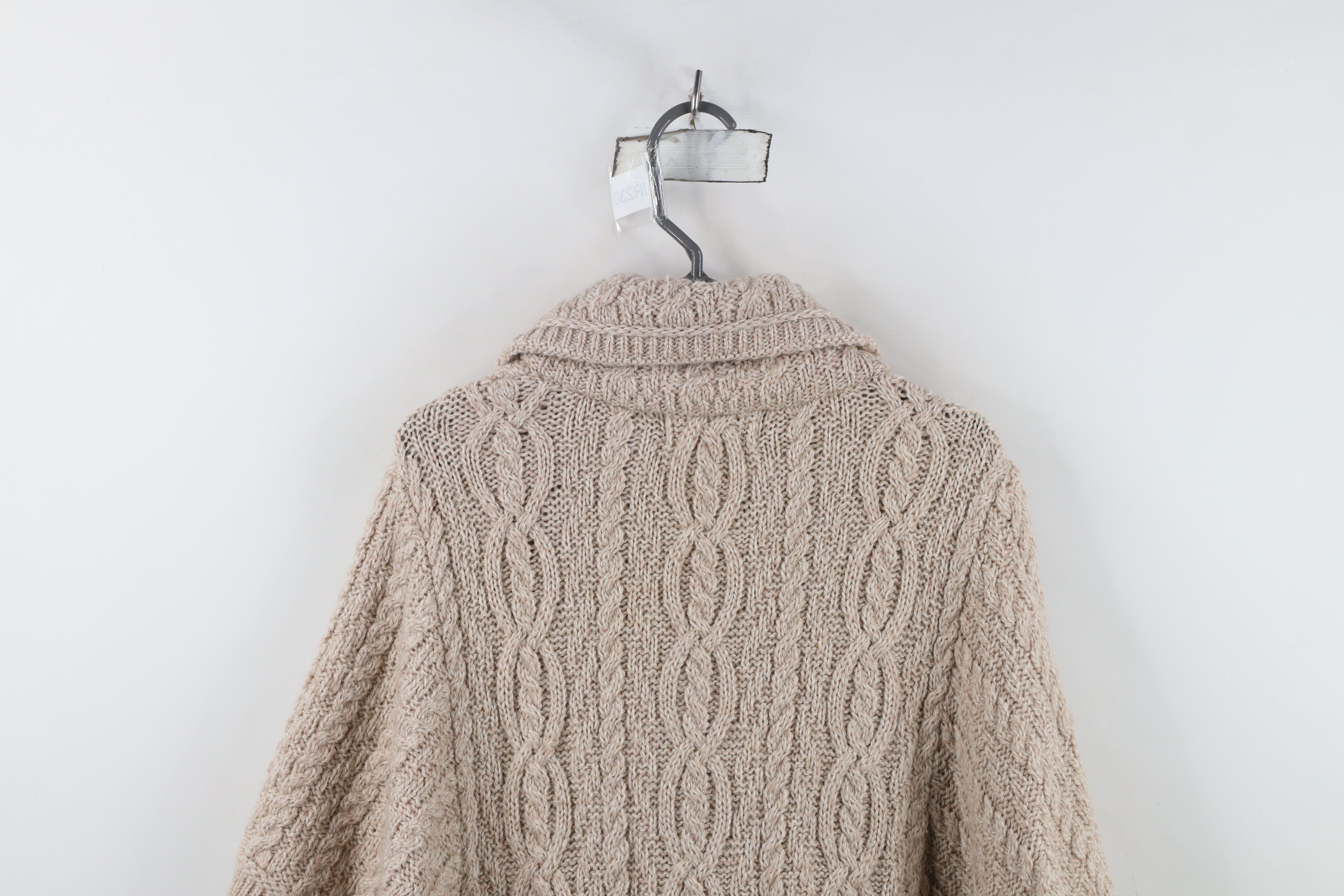 Vintage Vintage 90s Donegal Wool Knit Fisherman Poncho Sweater Beige Size S / US 4 / IT 40 - 14 Thumbnail