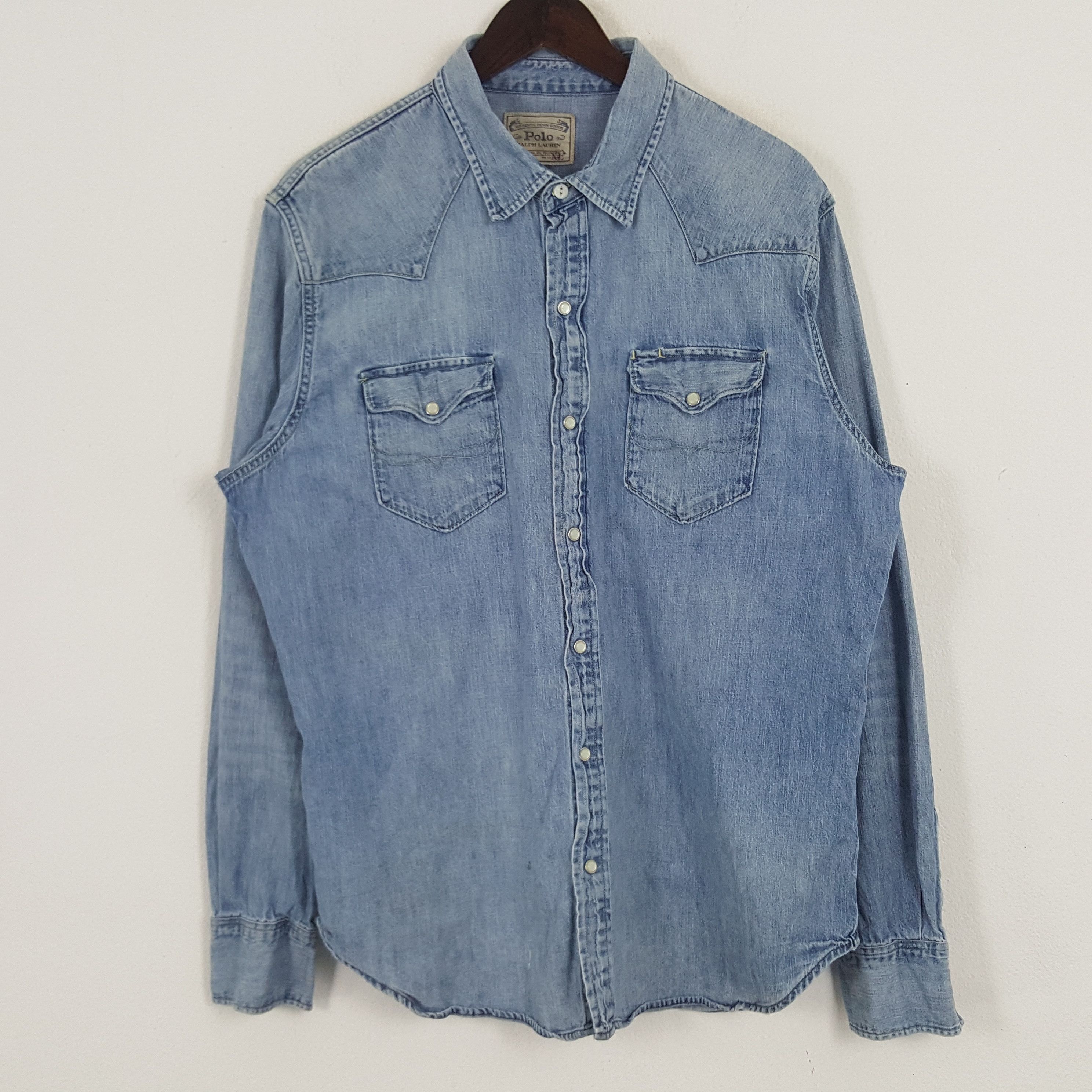 Polo Ralph Lauren × Vintage Vintage Polo Ralph Lauren Denim Button Up Shirt Size US XL / EU 56 / 4 - 1 Thumbnail