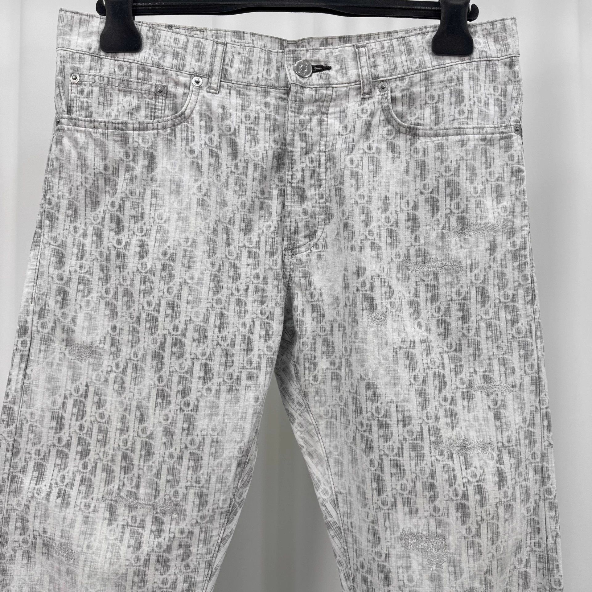 Dior Dior Gray Oblique All Over Print Denim Pants W31 99 New Size US 31 - 3 Thumbnail