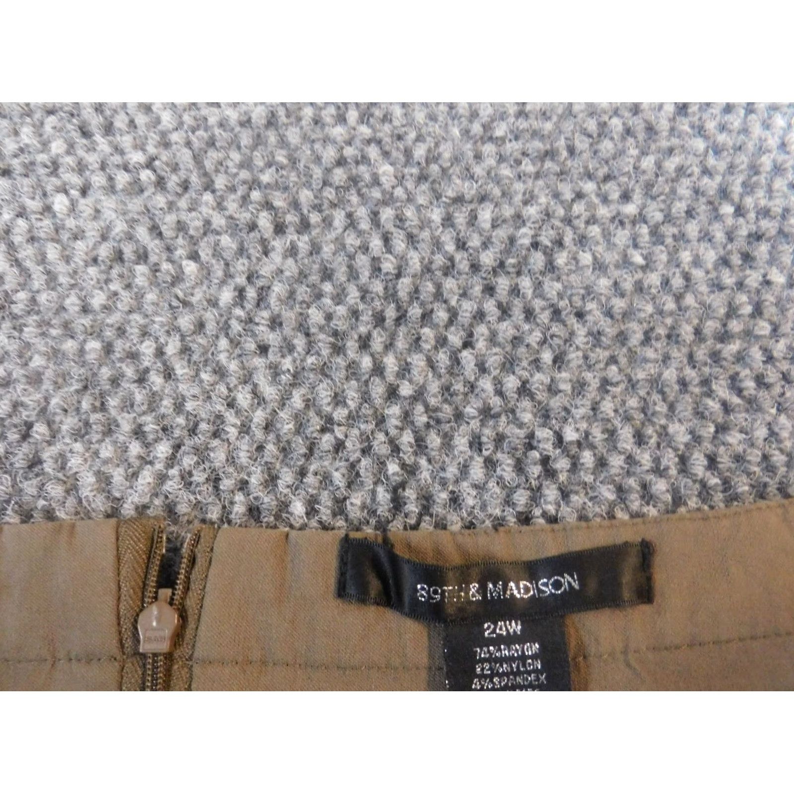 Vintage 89th & Madison Skirt Womens 24W Plus Brown mid A-Line Knee Length Zip Zipper Knit Cotton Wool Polyester Size 42" / US 20 - 4 Thumbnail