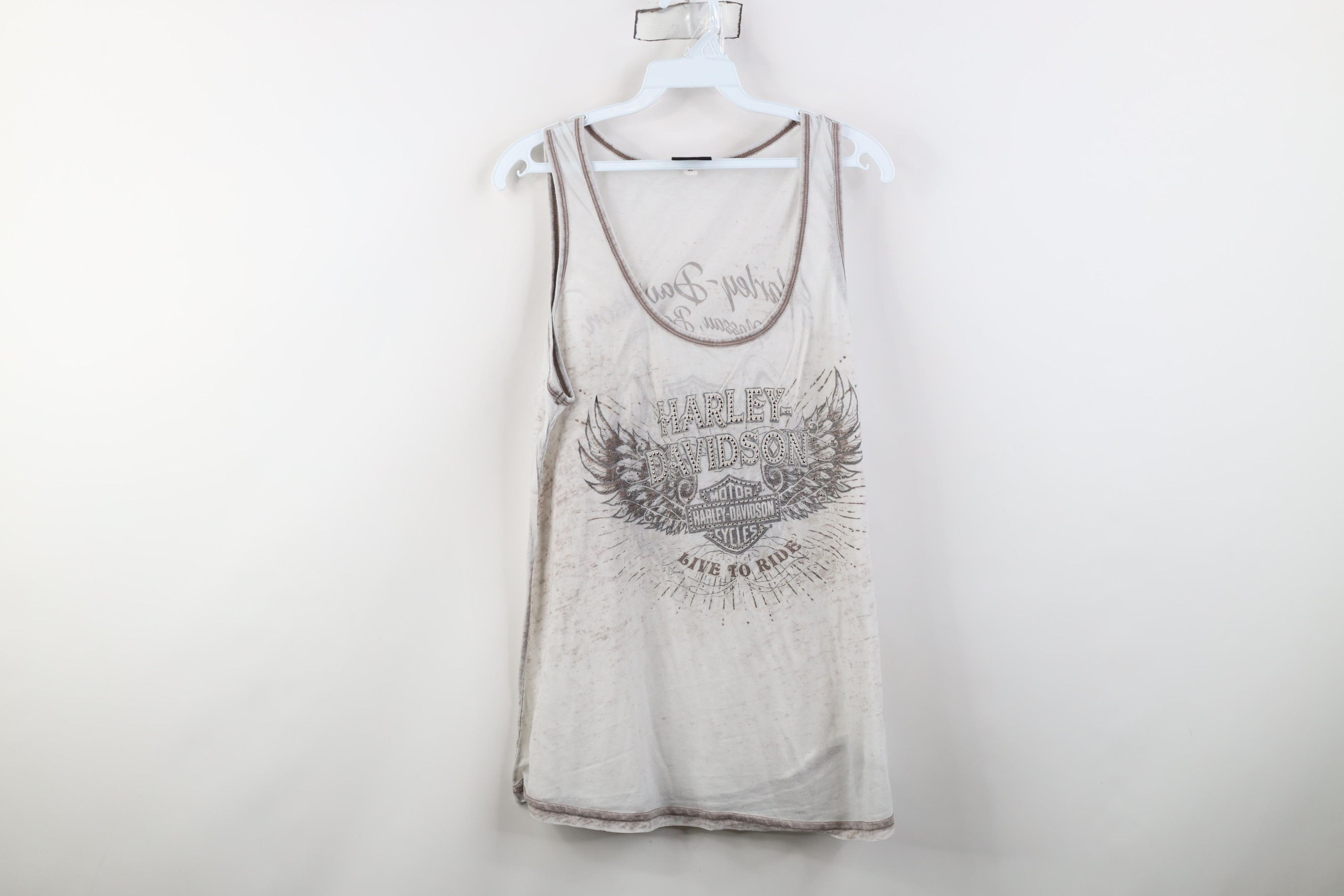 Harley Davidson Vintage Y2K Harley Davidson Sheer Jersey Tank Top T-Shirt Size XL / US 12-14 / IT 48-50 - 1 Thumbnail