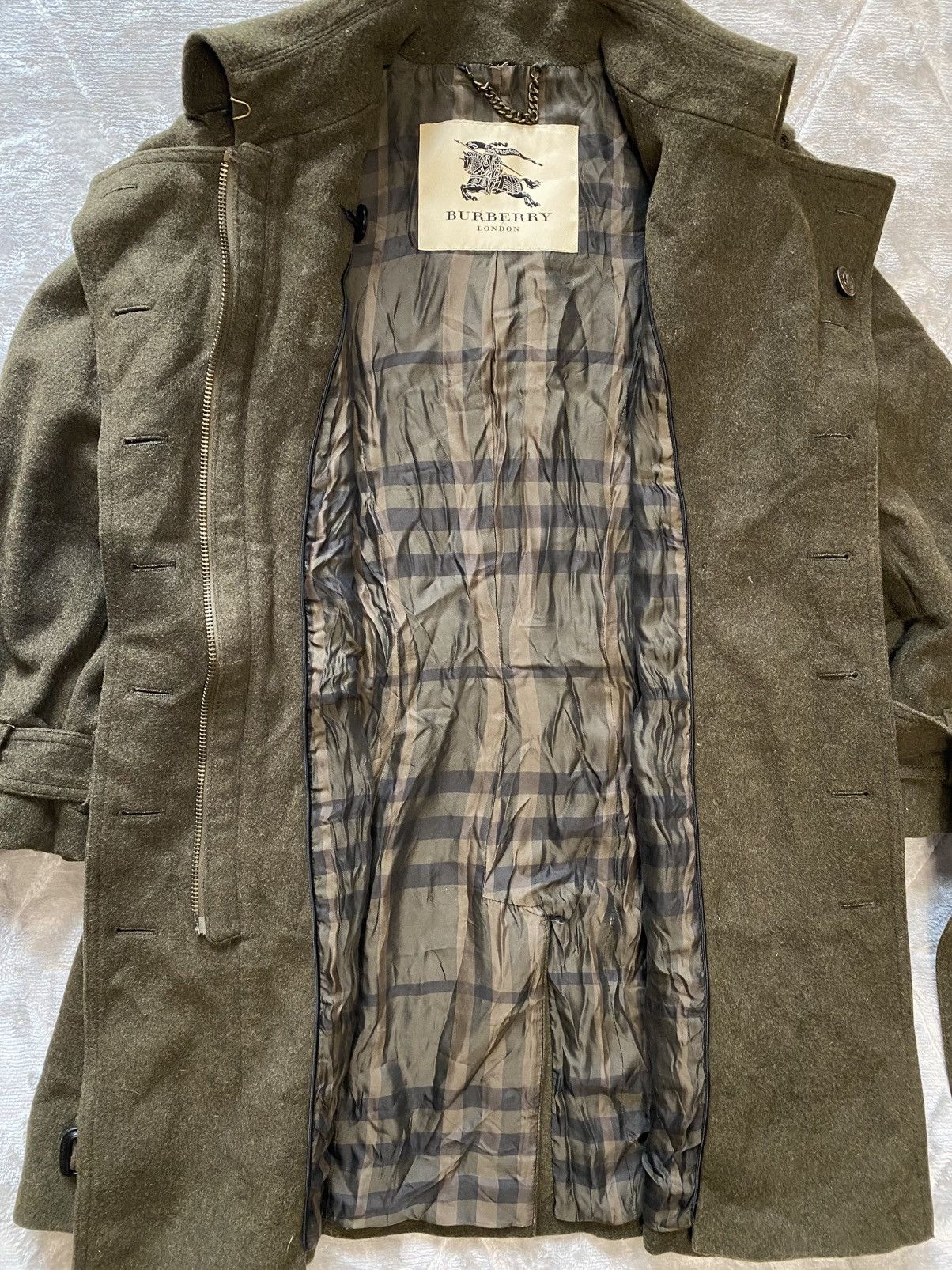 Burberry Burberry London Khaki Wool & Cashmere Trench Coat Size XS / US 0-2 / IT 36-38 - 10 Thumbnail
