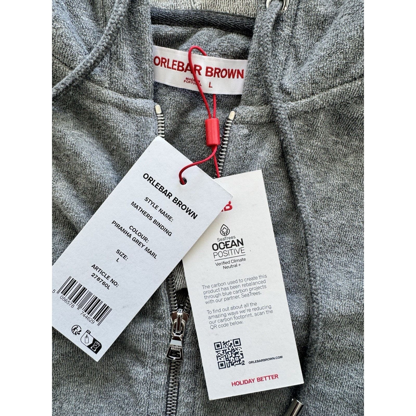 Orlebar Brown Orlebar Brown Mathers Hoodie Piranha Gray Marl Size US L / EU 52-54 / 3 - 4 Thumbnail