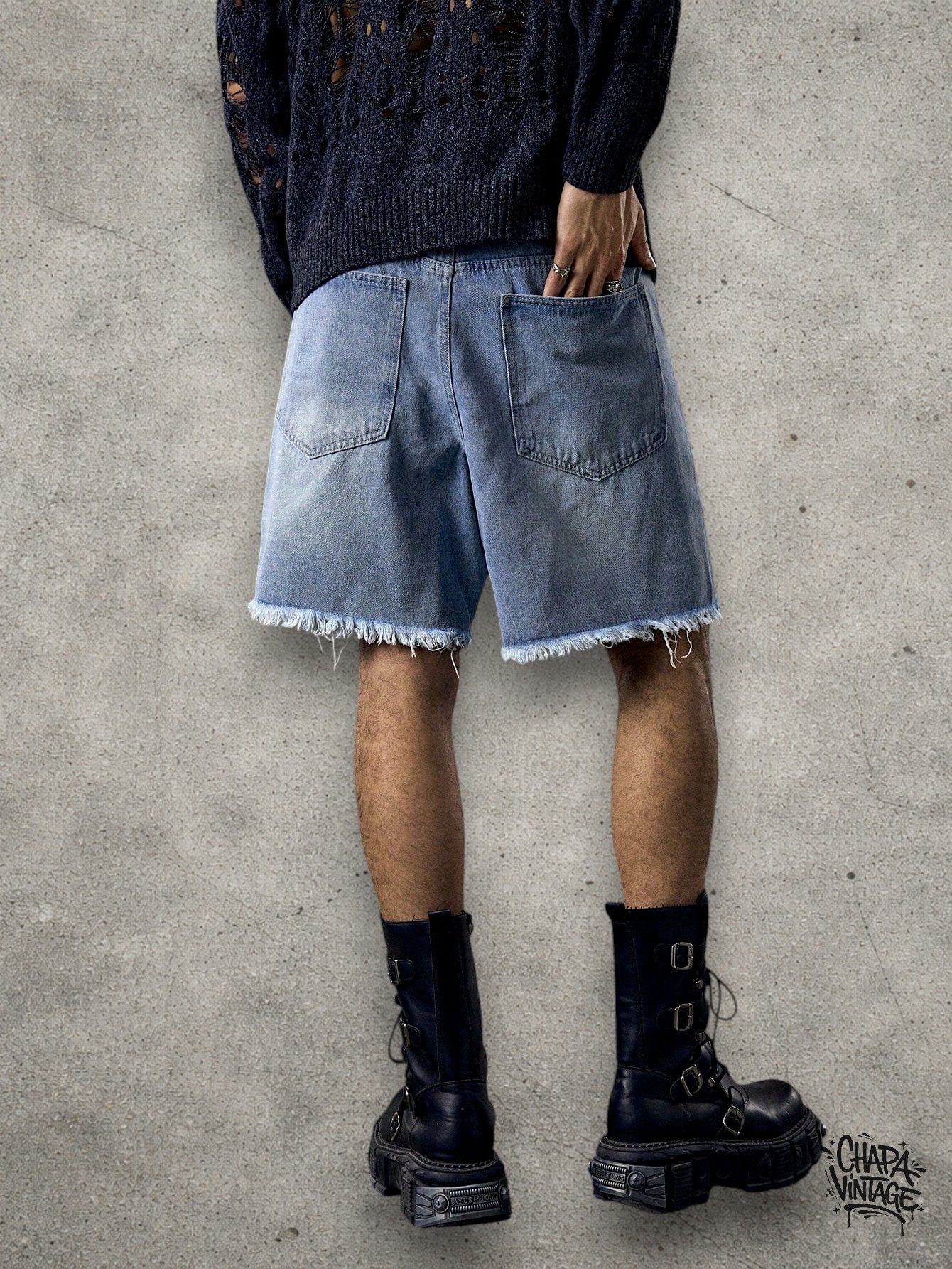 Japanese Brand Ripped denim shorts Size US 32 / EU 48 - 3 Thumbnail