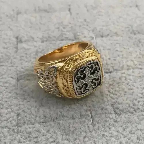 Jewelry Punk Carved Pattern Rings in Gold, Men's