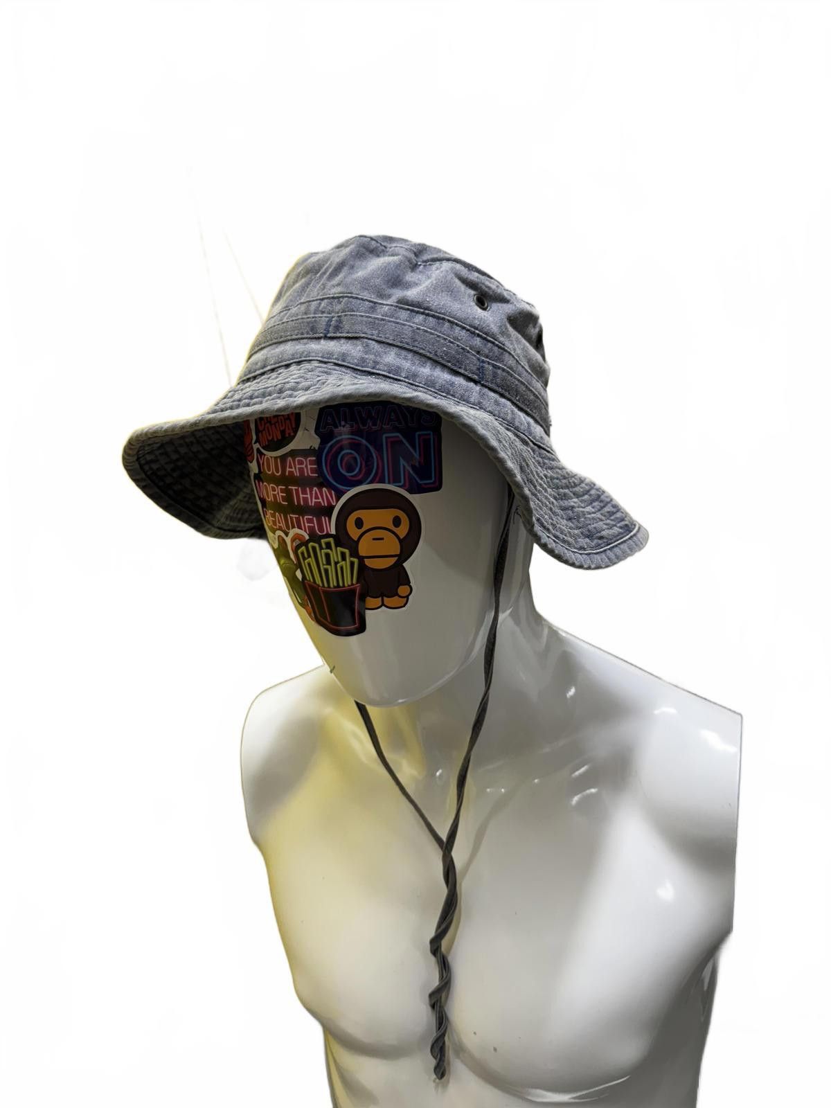 Unknown London Gray Bucket Hat with Adjustable Chin Strap Size ONE SIZE - 3 Thumbnail