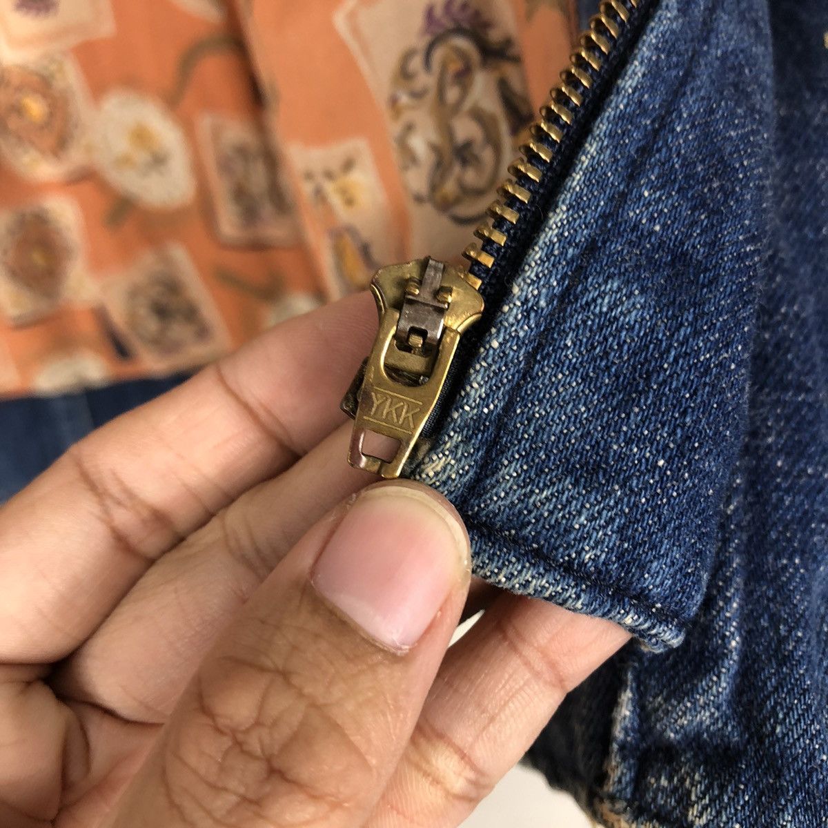 Japanese Brand × Vintage 📌Vtg Denim Bomber Jacket Gourd Double Collar Issey Miyake Size US M / EU 48-50 / 2 - 18 Thumbnail