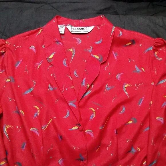 Vintage Vintage Pachouli Rainbow Brush Strokes Polyester Disco Shirt Size M / US 6-8 / IT 42-44 - 1 Thumbnail