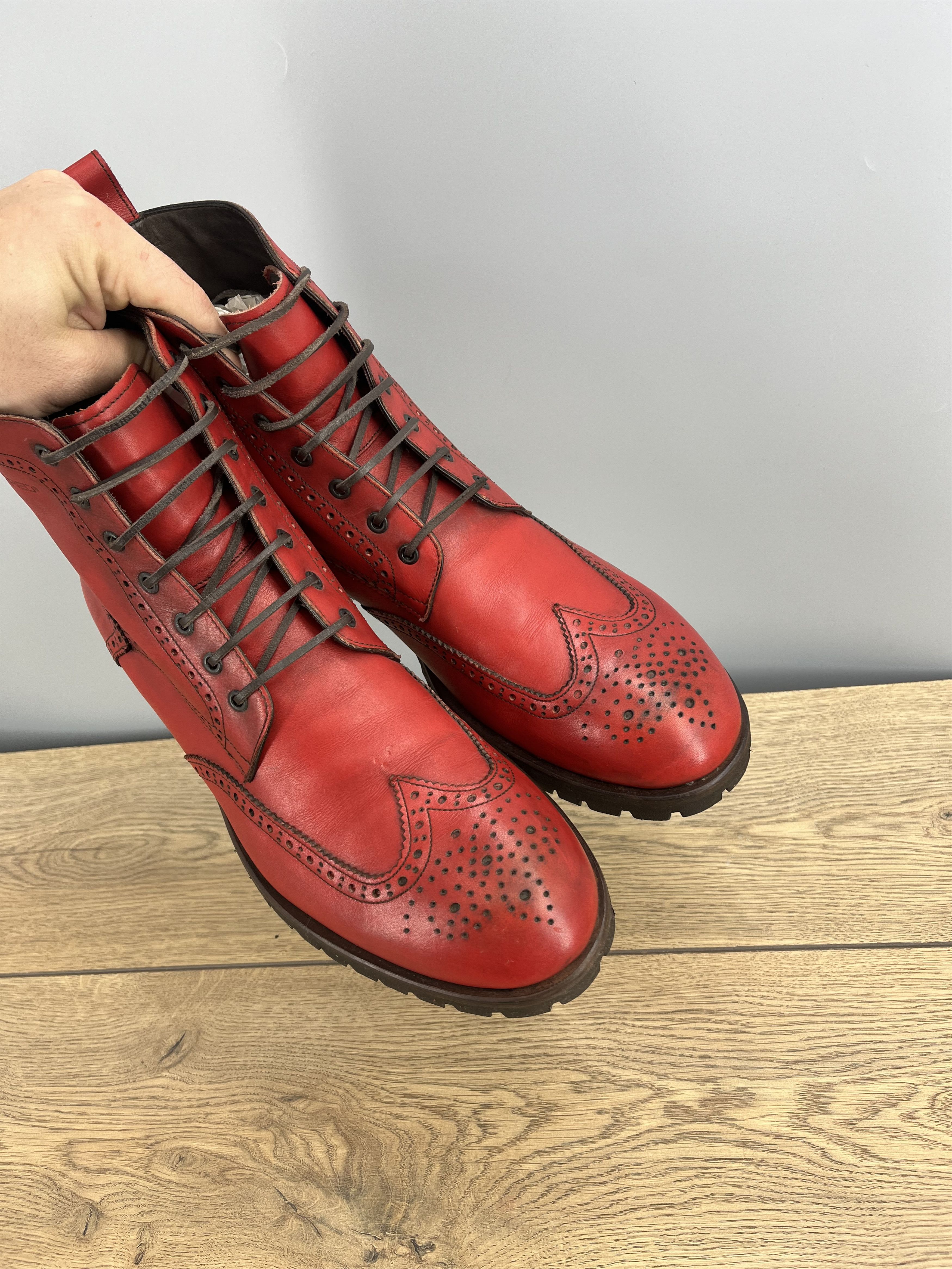 Dsquared2 Share Dsquared2 Red Leather Boots Brogue Made in Italy EU 46 Size US 13 / EU 46 - 5 Thumbnail