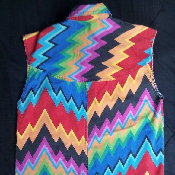 Other Vintage Cricket Sleeveless Rainbow Zig Zag Western Shirt Size M / US 6-8 / IT 42-44 - 7 Thumbnail