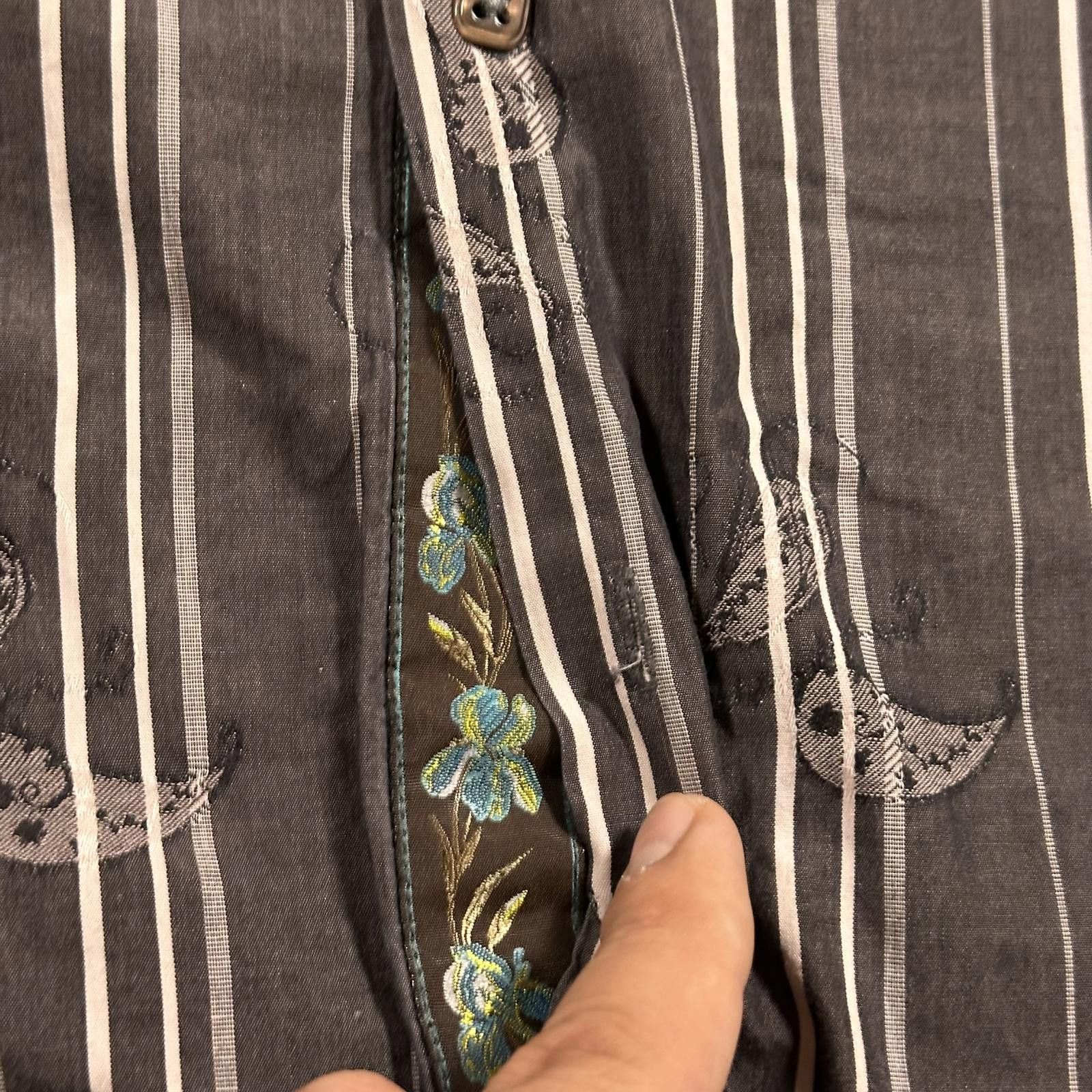 Unknown London International Laundry Mens Dress Shirt Black Striped Paisley Size US L / EU 52-54 / 3 - 7 Thumbnail