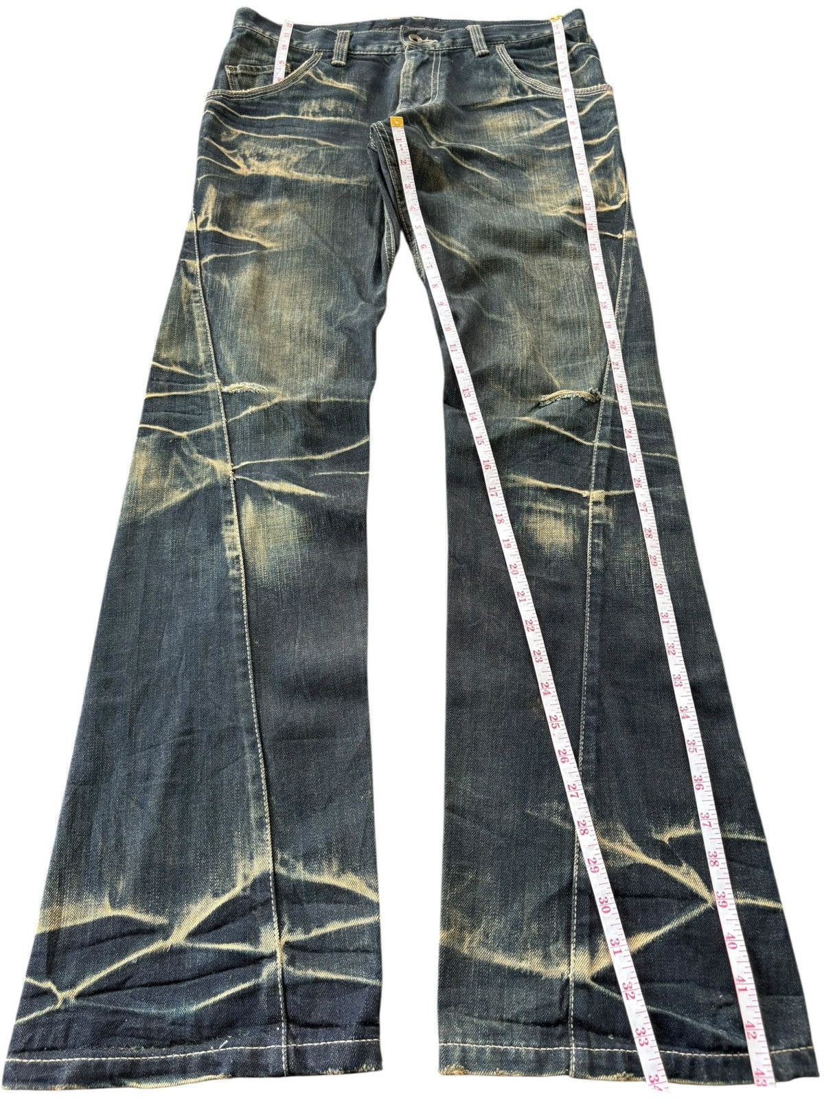 Tete Homme Vintage Tete Homme Rusty Mud Wash Distress Flare Jeans Size US 33 - 7 Thumbnail