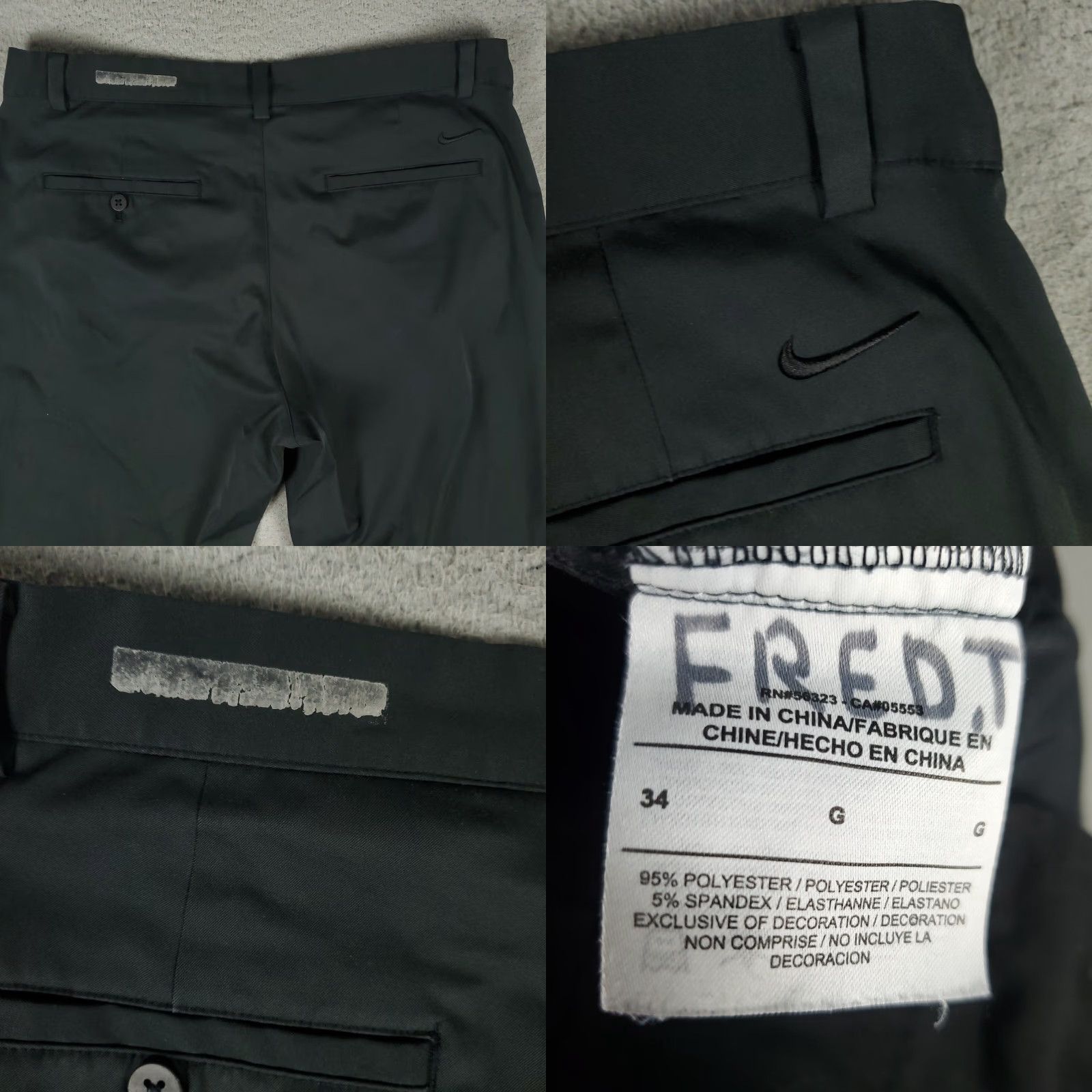 Nike Nike Pants Mens 34x32 Black Chino Flat Front Dri Fit Polyester Blend Regular Straight Logo Pockets Vintage No Size US 34 / EU 50 - 8 Thumbnail