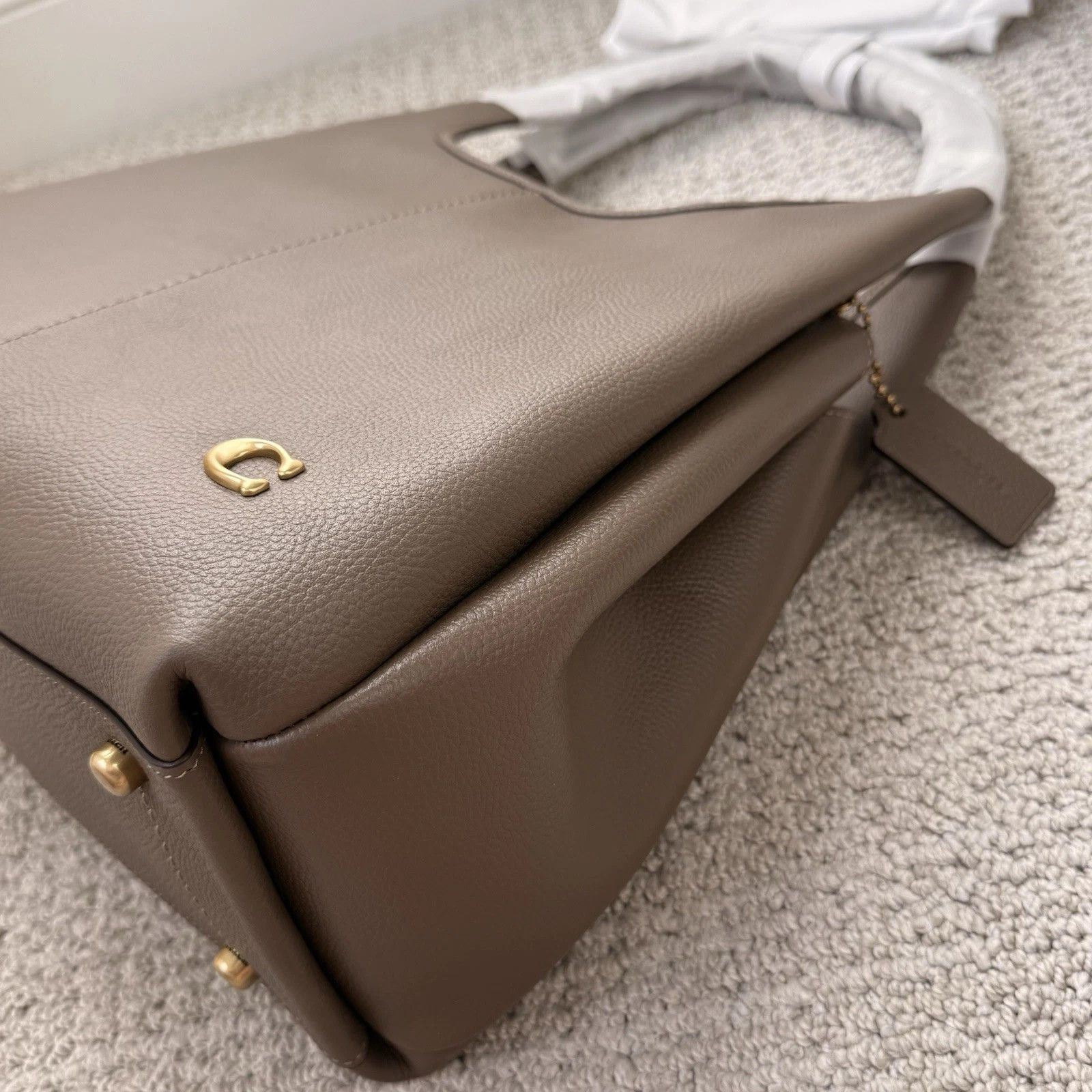 Coach COACH Lana Large Leather Shoulder Handle Bag Dark Stone Gray Size ONE SIZE - 12 Thumbnail