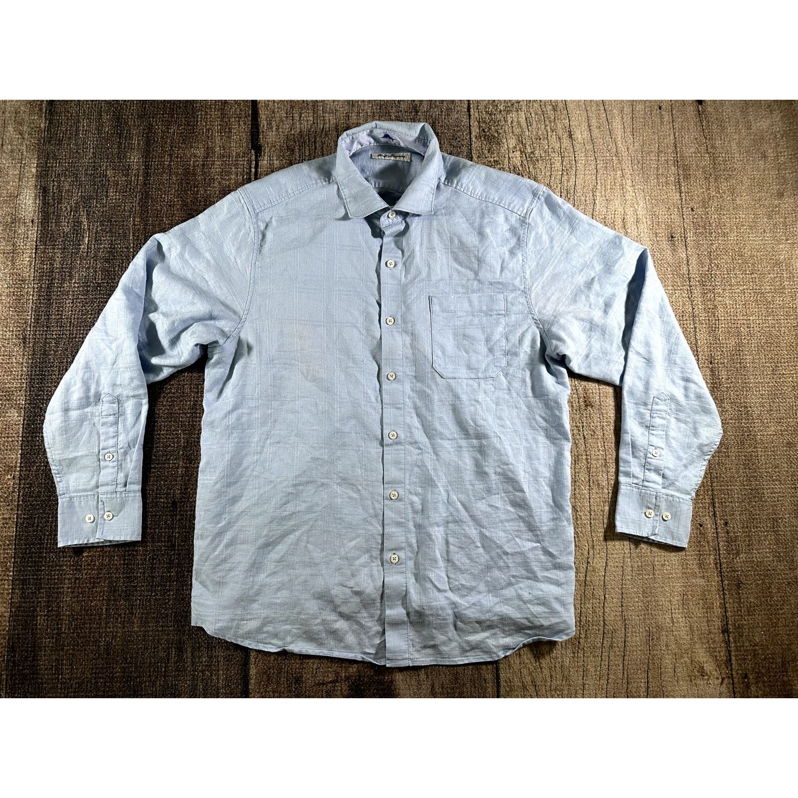 Tommy Bahama Tommy Bahama Shirt Long Sleeve Button Down Blue Linen Blend Size US L / EU 52-54 / 3 - 1 Thumbnail