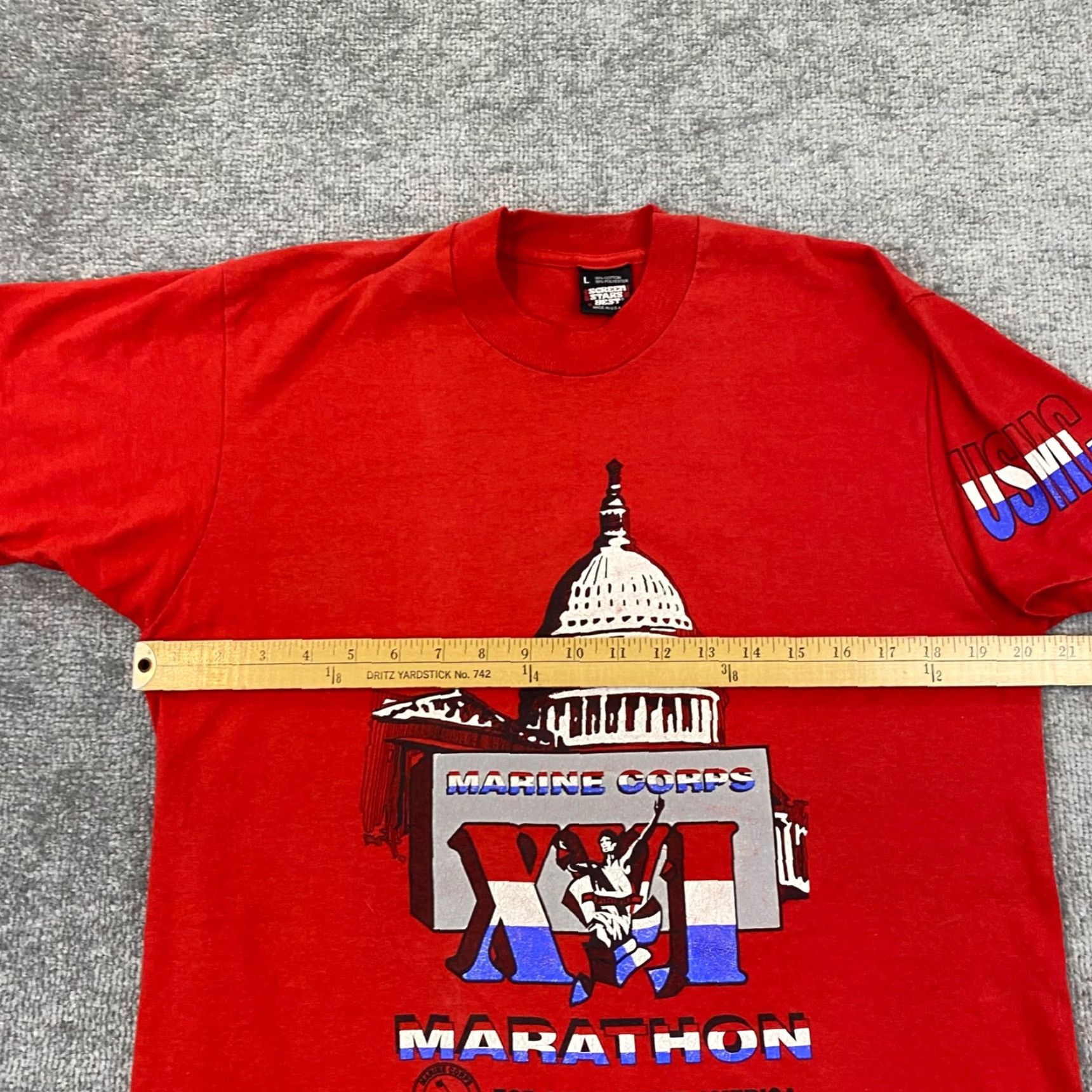 Vintage VINTAGE USMC Shirt Mens Large Red Marine Corps Marathon Drug Free USA 90s Single Size US L / EU 52-54 / 3 - 7 Thumbnail