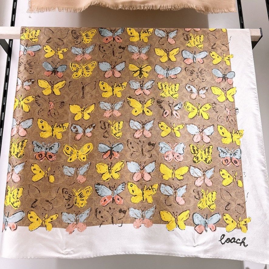 Coach NWT Coach Signature Butterfly Print Silk Square Scarf CAP53 Size ONE SIZE - 1 Thumbnail