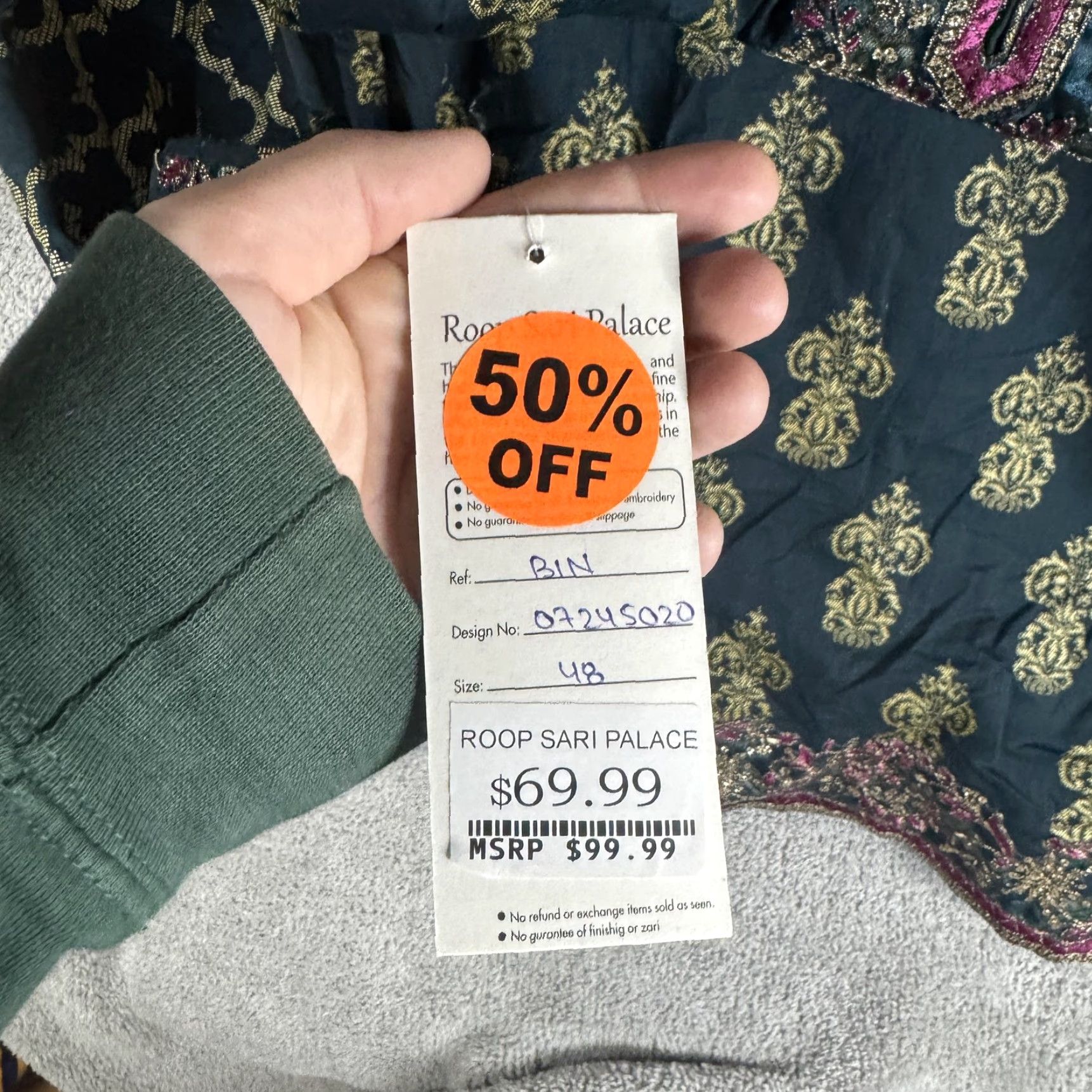 Palace Roop Sari Palace Kaftan Dress Womens 48 Green Embroidered Paisley Tunic Kurti Dressy Knee-Length Party Wedding Silk? (Note: This is placeholder) Size XL / US 12-14 / IT 48-50 - 7 Thumbnail