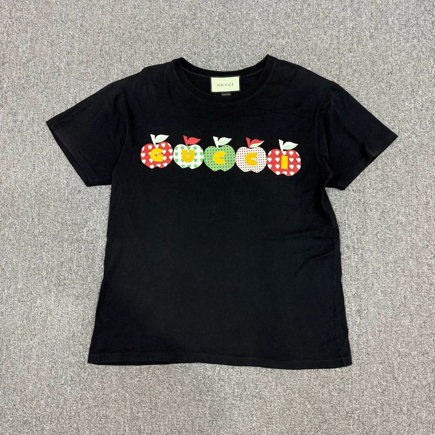 Gucci Gucci Apple Logo Black Short Tee XS Size XS / US 0-2 / IT 36-38 - 1 Thumbnail