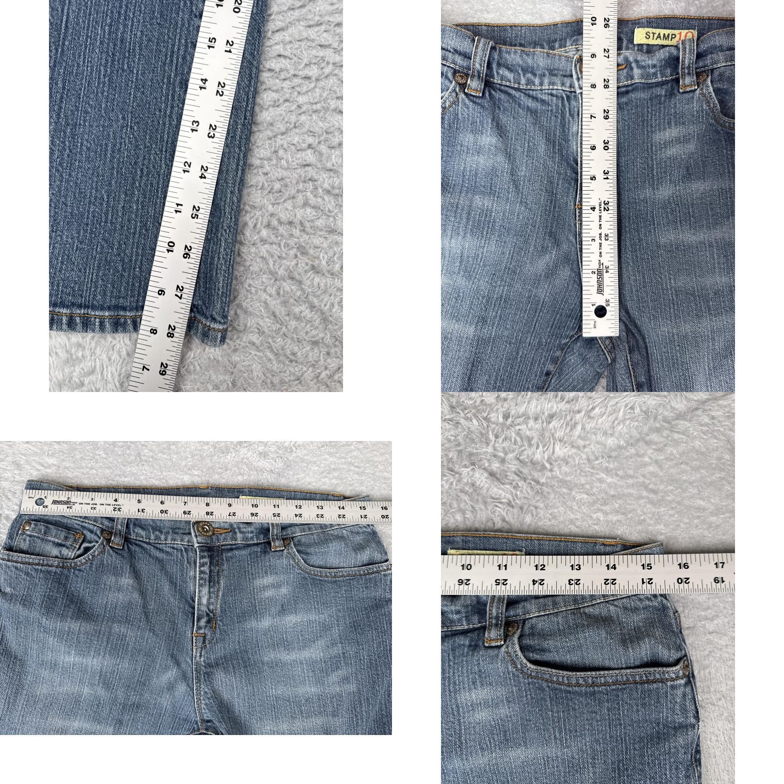 Stampd Stamp 10 Jeans Women Straight Leg Blue 10 Medium Wash Cotton Spandex 29in Inseam Regular 30" Waist 5-Pocket Zip 99% Cotton Size 32" / US 10 / IT 46 - 8 Thumbnail