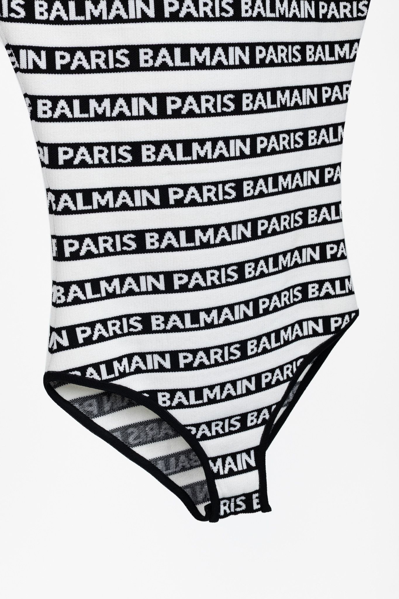 Balmain Balmain Black & White Knit All-Over Logo-Stripe Bodysuit Size M / US 6-8 / IT 42-44 - 6 Thumbnail