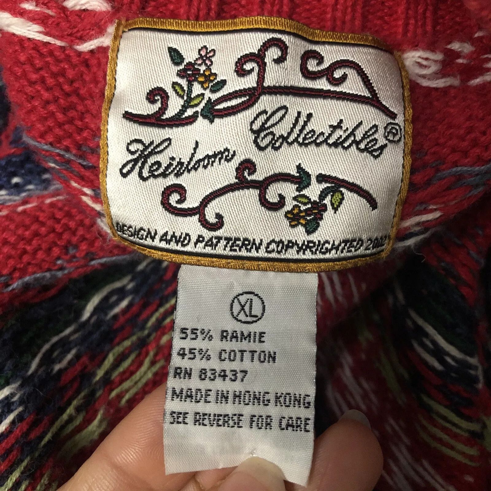 Other Vtg 80s Heirloom Christmas Knit Sweater XL Red Cardigan Size XL / US 12-14 / IT 48-50 - 7 Thumbnail